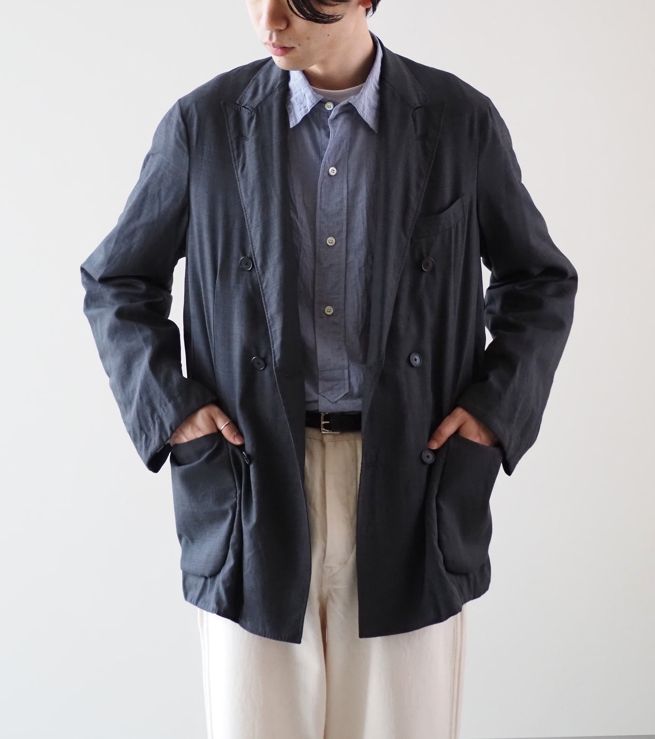 MAATEE＆SONS H WOOL MUSOU ギャザージャケット , Charcoal Pane