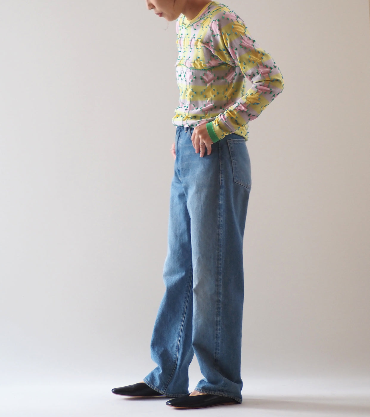 A MENDA High Gauge JQ Layered Tops, Yellow x Pink