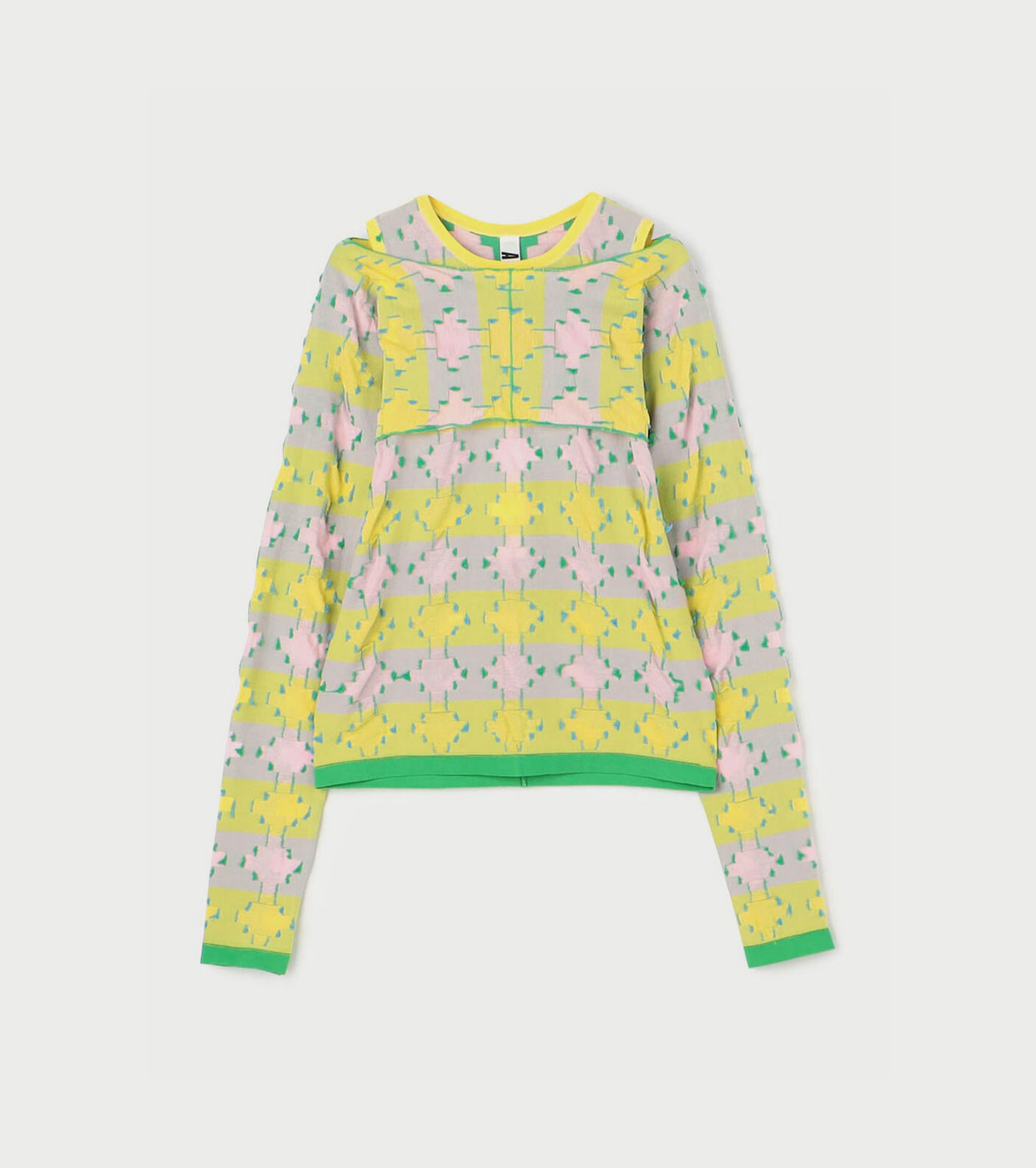 A MENDA High Gauge JQ Layered Tops, Yellow x Pink