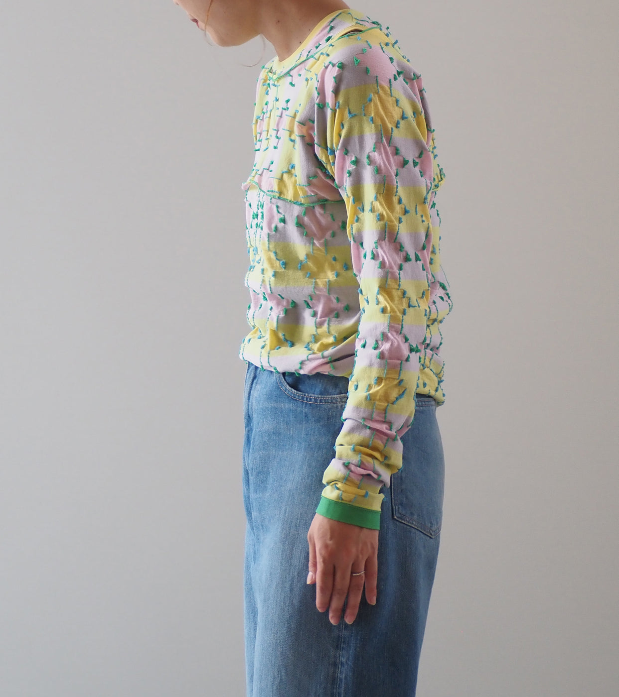 A MENDA High Gauge JQ Layered Tops, Yellow x Pink