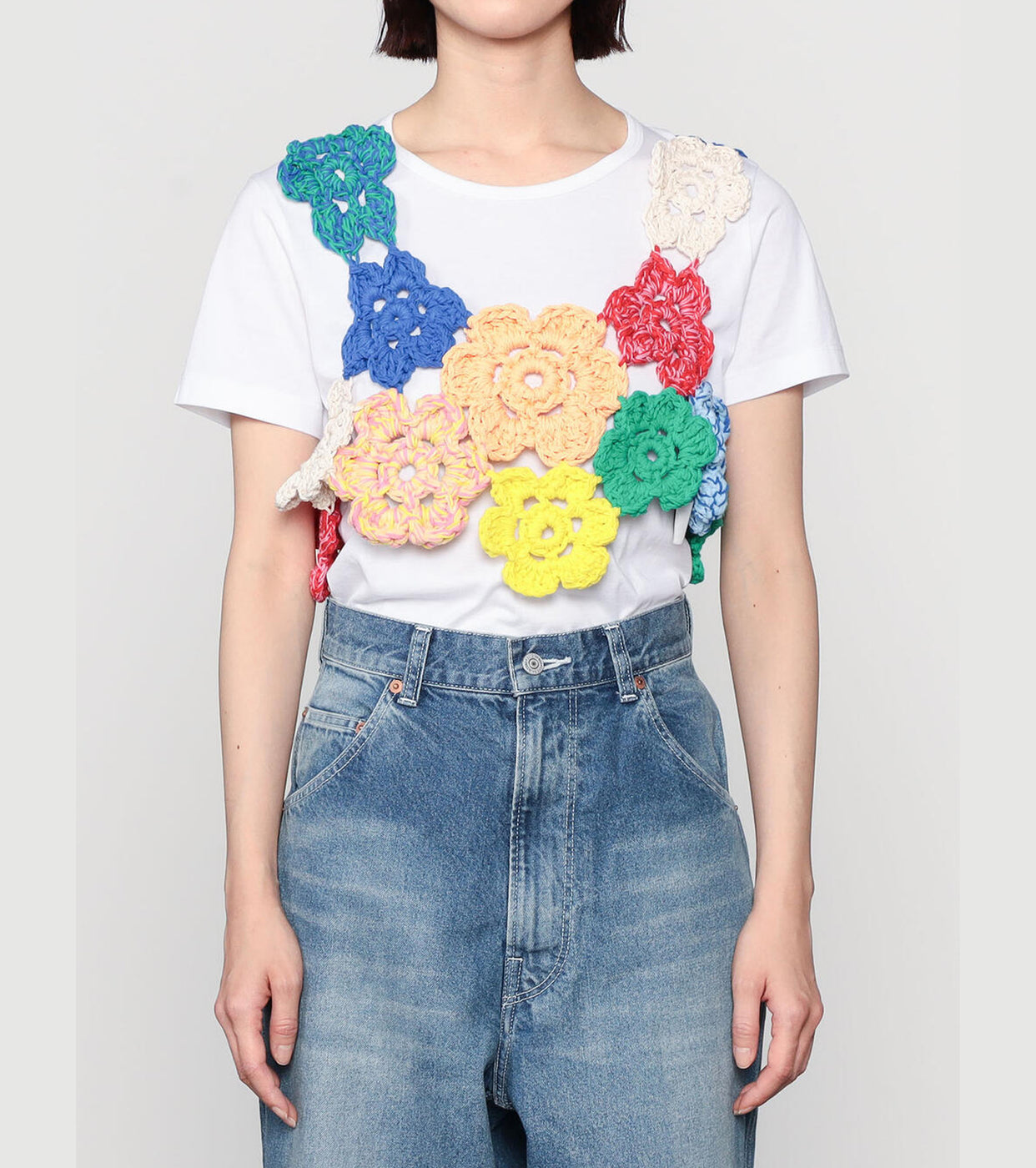 A MENDA Flower motif crochet top , Multi