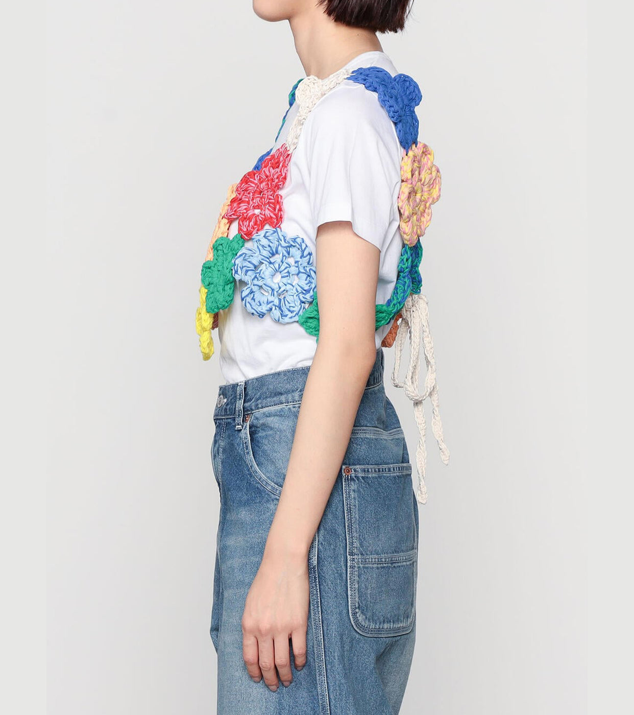 A MENDA Flower motif crochet top , Multi