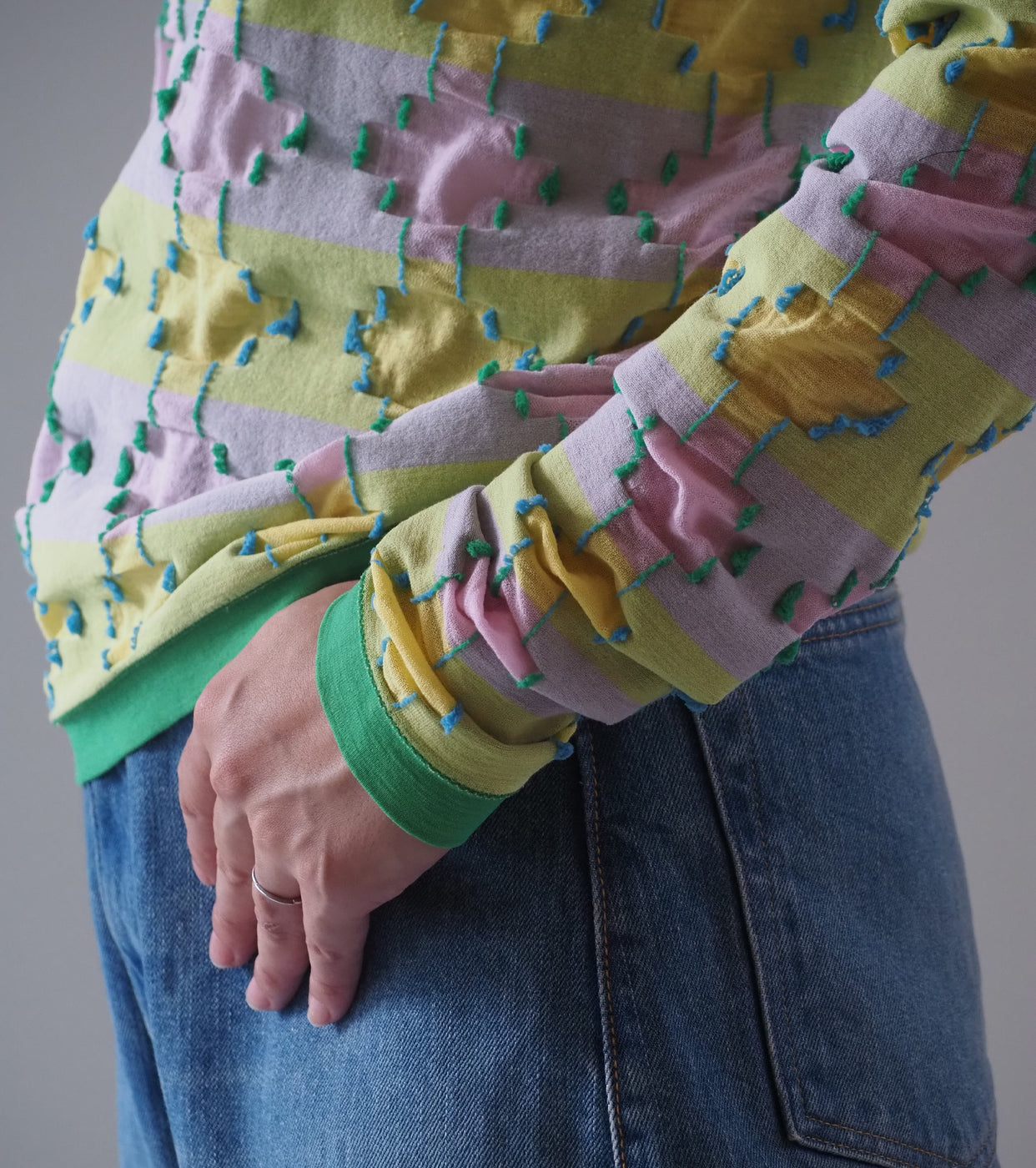 A MENDA High Gauge JQ Layered Tops, Yellow x Pink