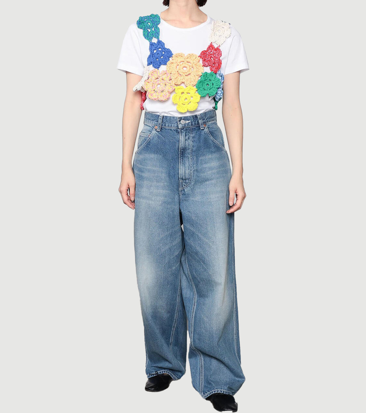 A MENDA Flower motif crochet top , Multi
