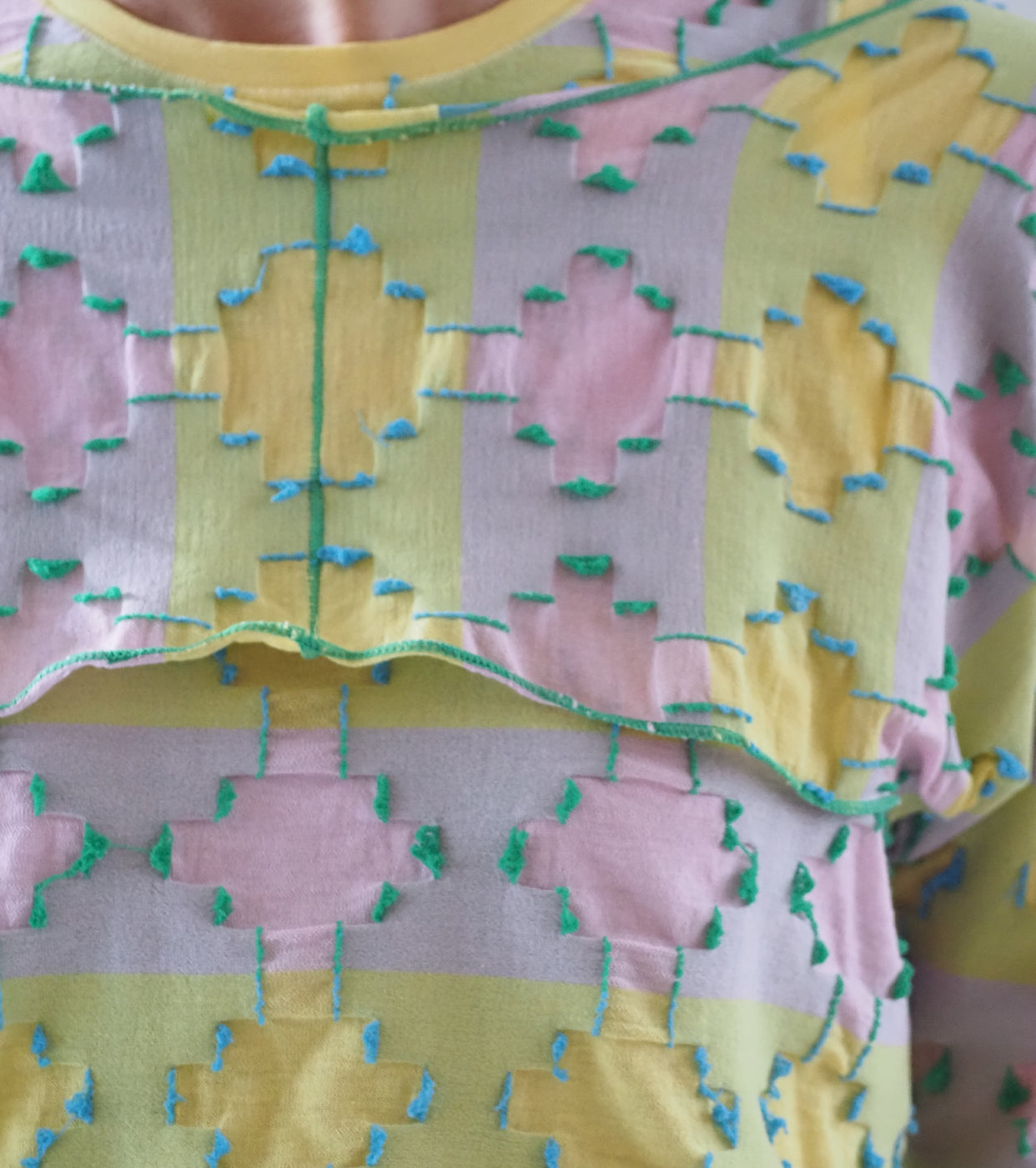 A MENDA High Gauge JQ Layered Tops, Yellow x Pink