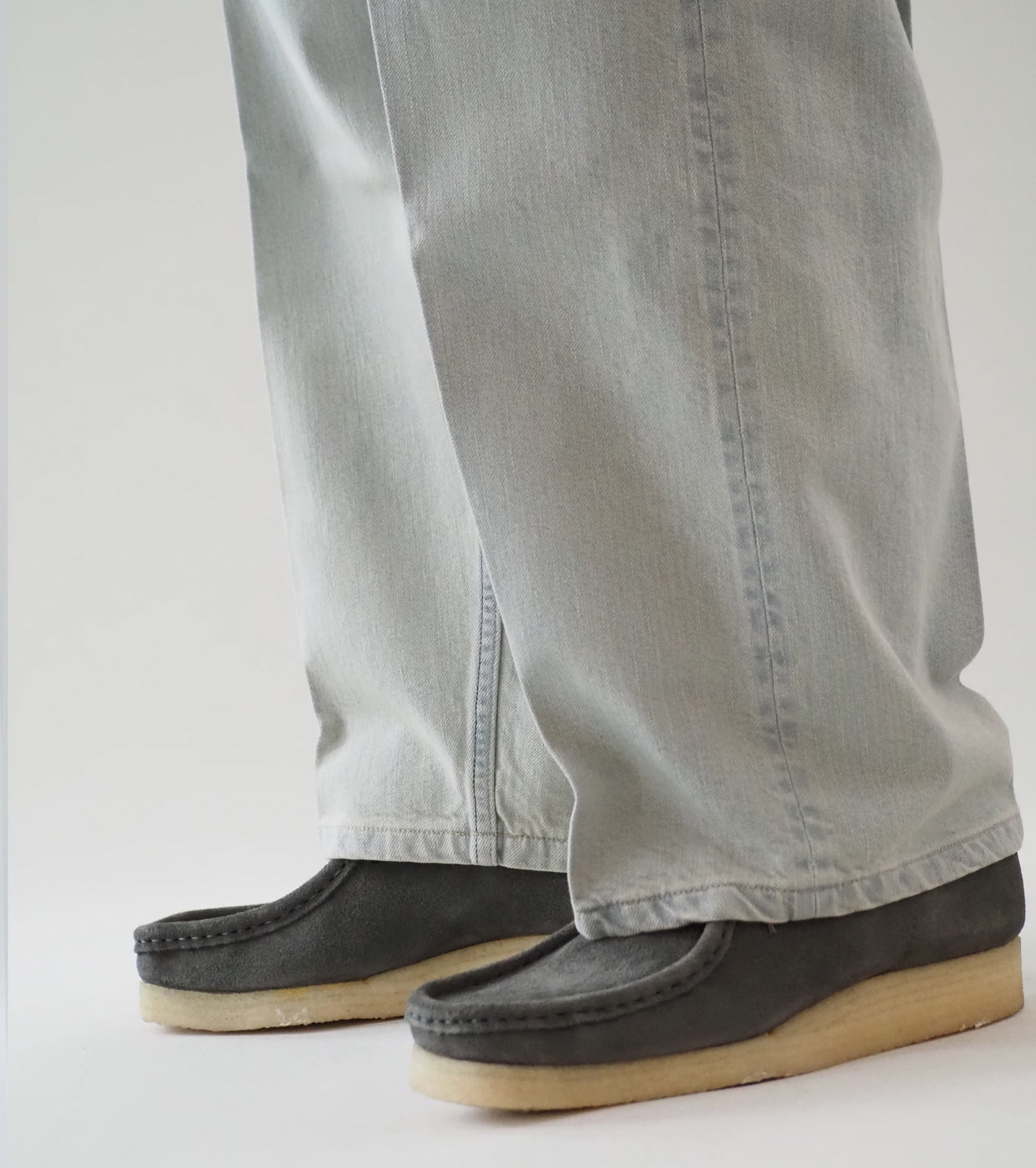 blurhms 12.9oz Denim Narrow Belted Pants, Indigo Over Dye