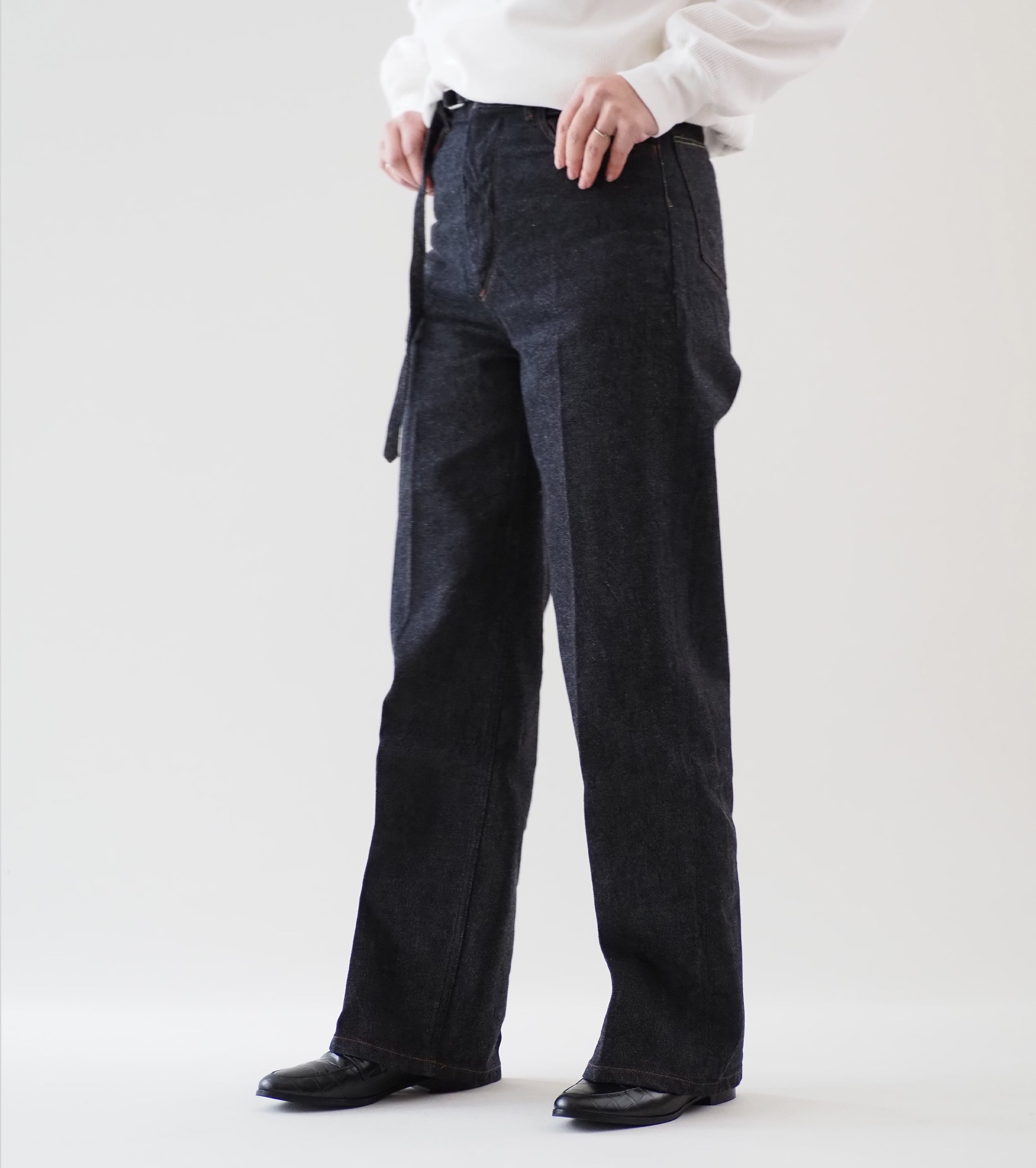 blurhms 12.9oz Denim Narrow Belted Pants, Indigo