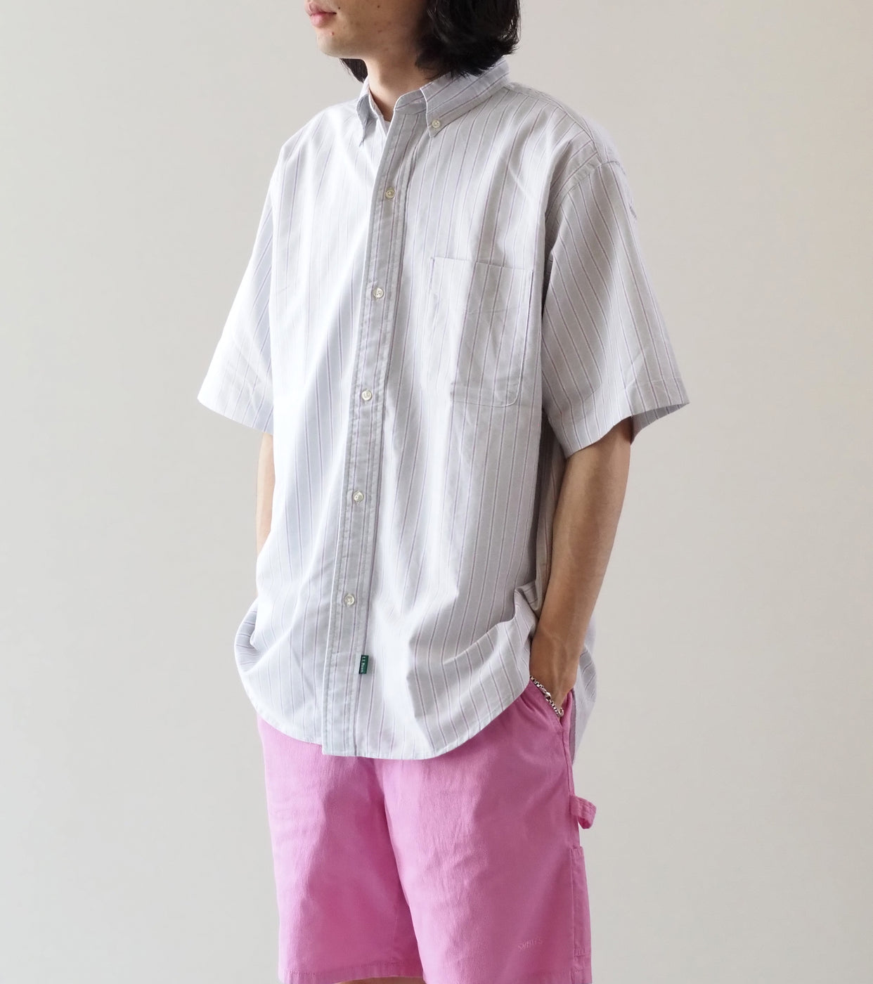 L.L.Bean JAPAN EDITION ORONO Short Sleeve Shirt, Jada × Plum × White