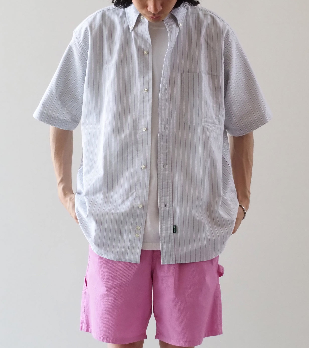 L.L.Bean JAPAN EDITION ORONO Short Sleeve Shirt, Jada × Plum × White