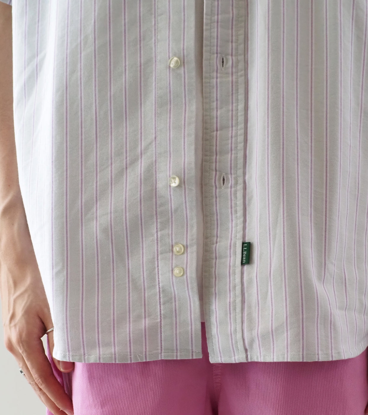 L.L.Bean JAPAN EDITION ORONO Short Sleeve Shirt, Jada × Plum × White