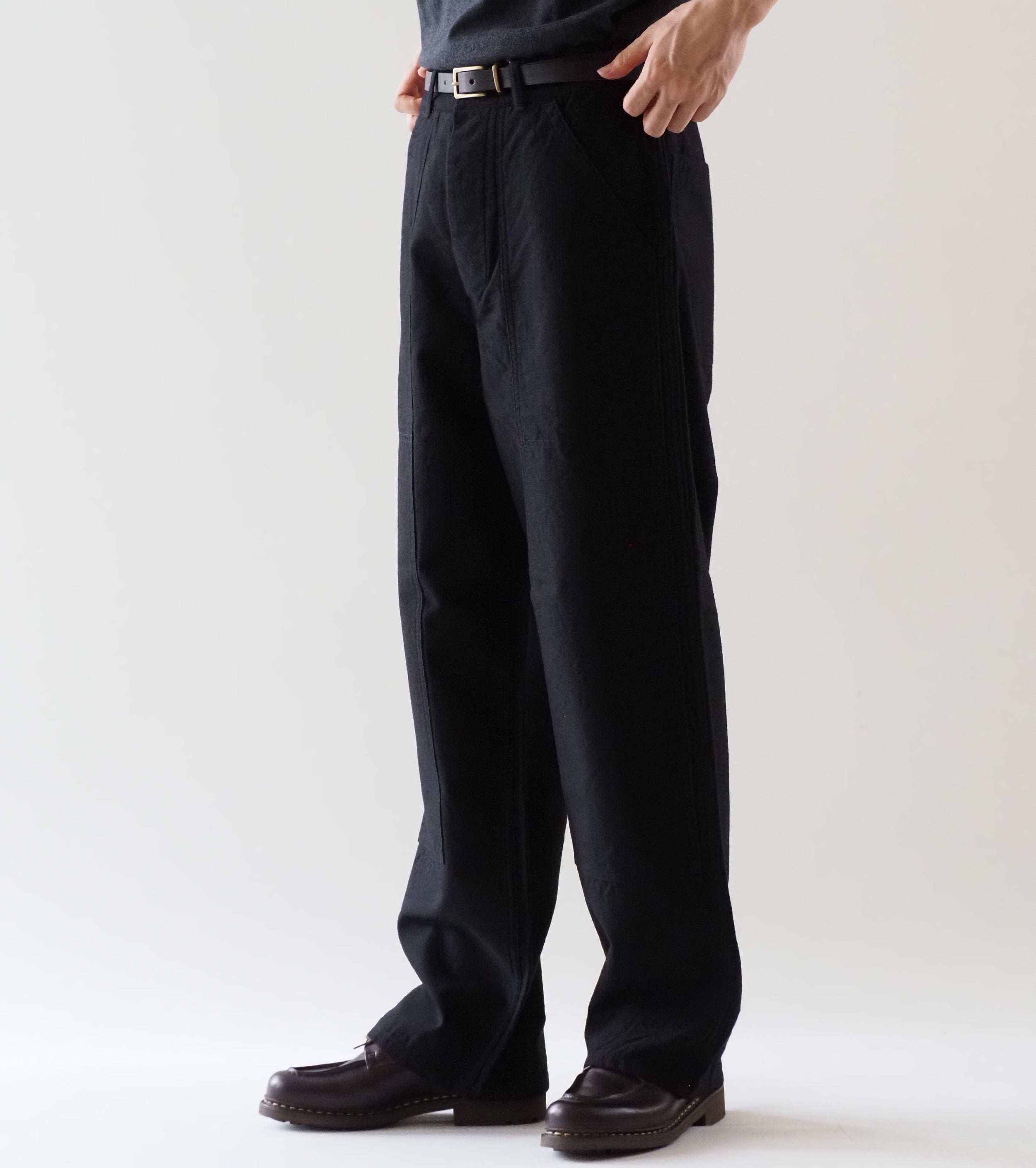 BAUTH ウール コットン ワーク パンツ , Black – Navyblue