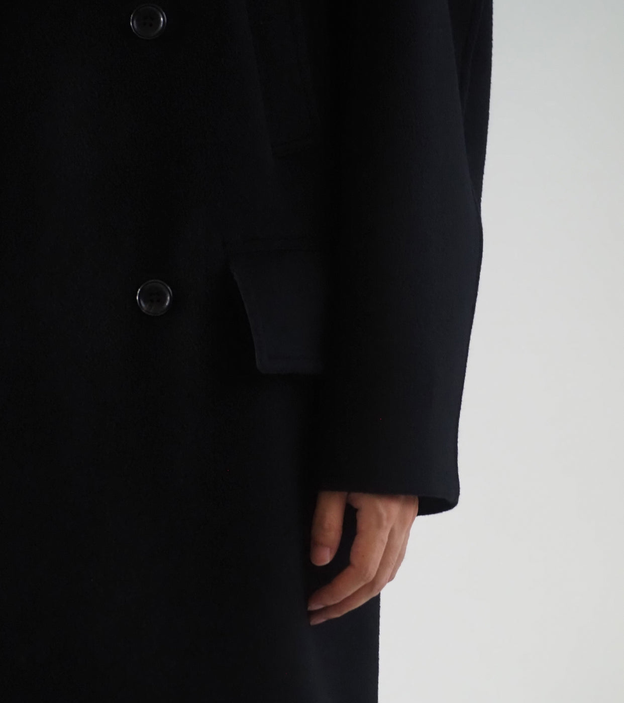 blurhms Wool Beaver Double-Breasted Coat , Black Navy