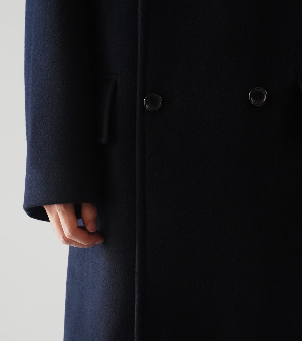 blurhms Wool Beaver Double-Breasted Coat , Black Navy
