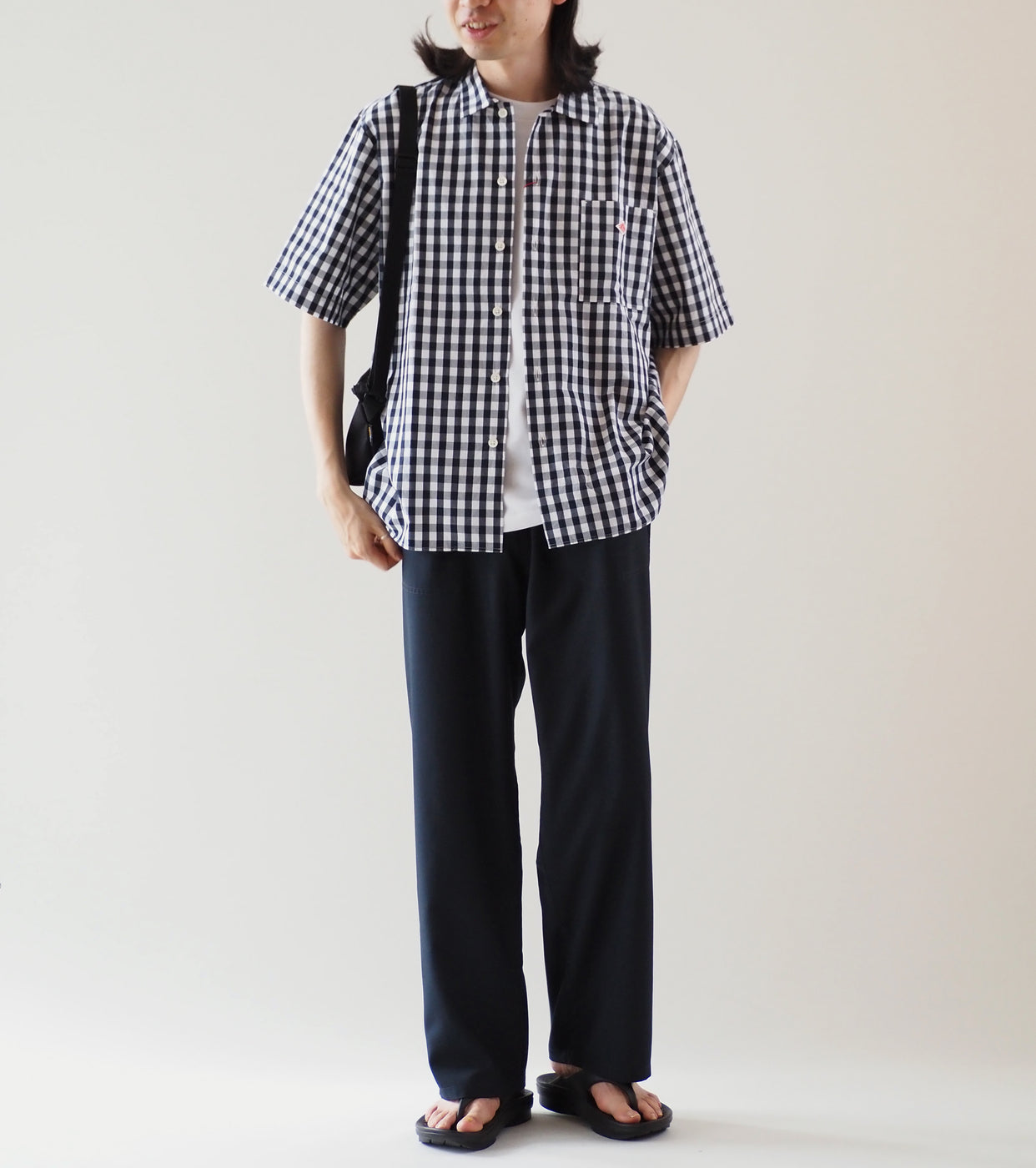 DANTON Cotton Short sleeves Work shirt , Navy x White Gingham