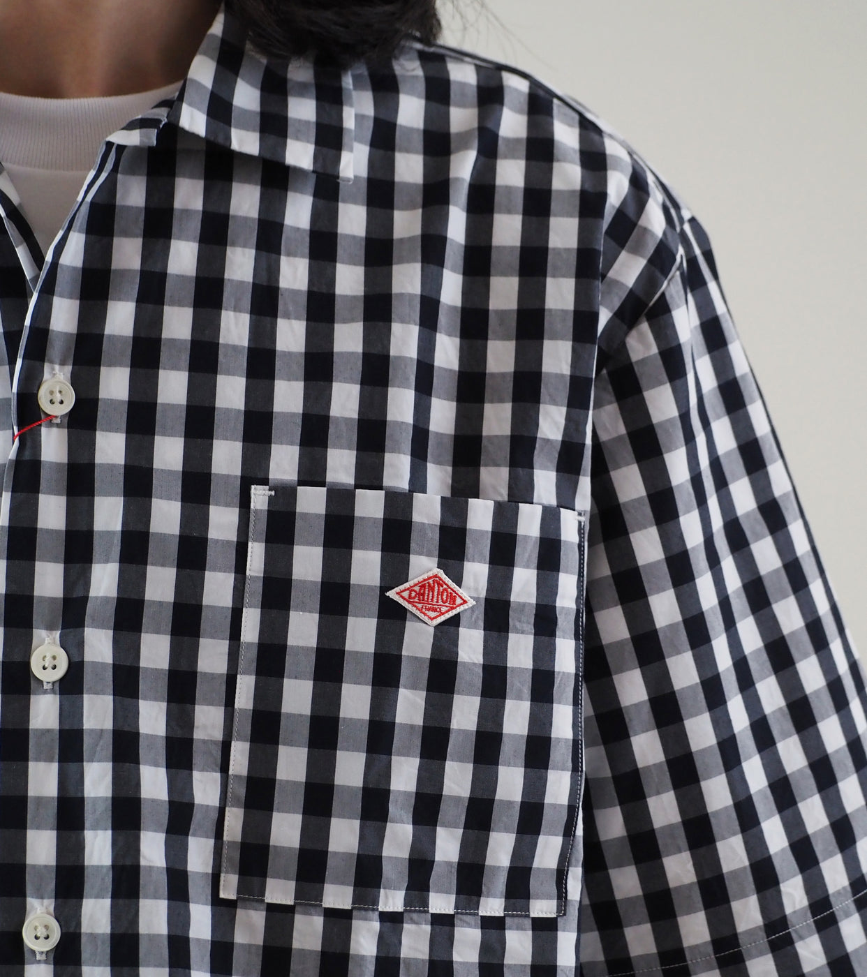 DANTON Cotton Short sleeves Work shirt , Navy x White Gingham