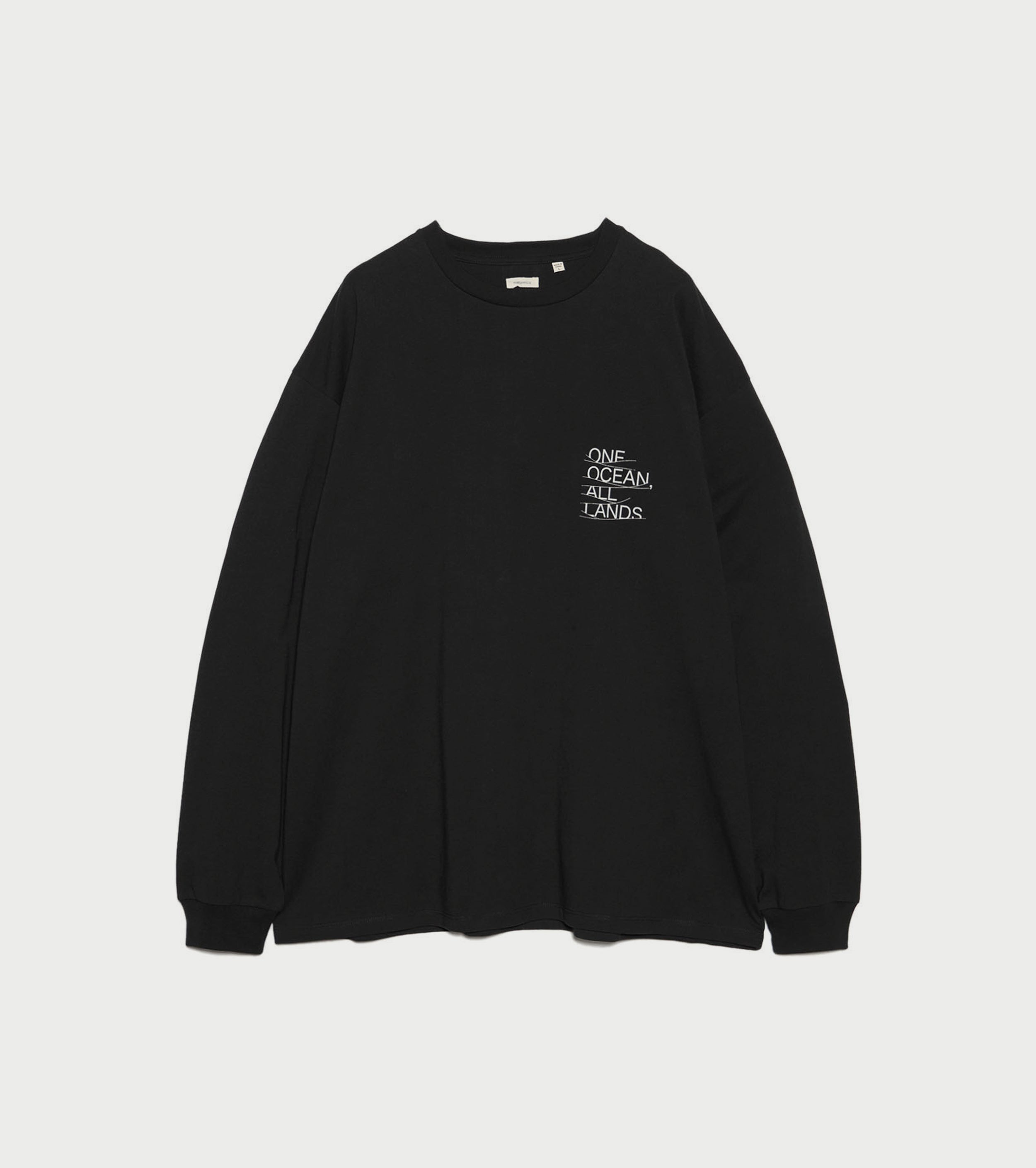 nanamica OOAL グラフィック ロングスリーブ ティーシャツ , Black