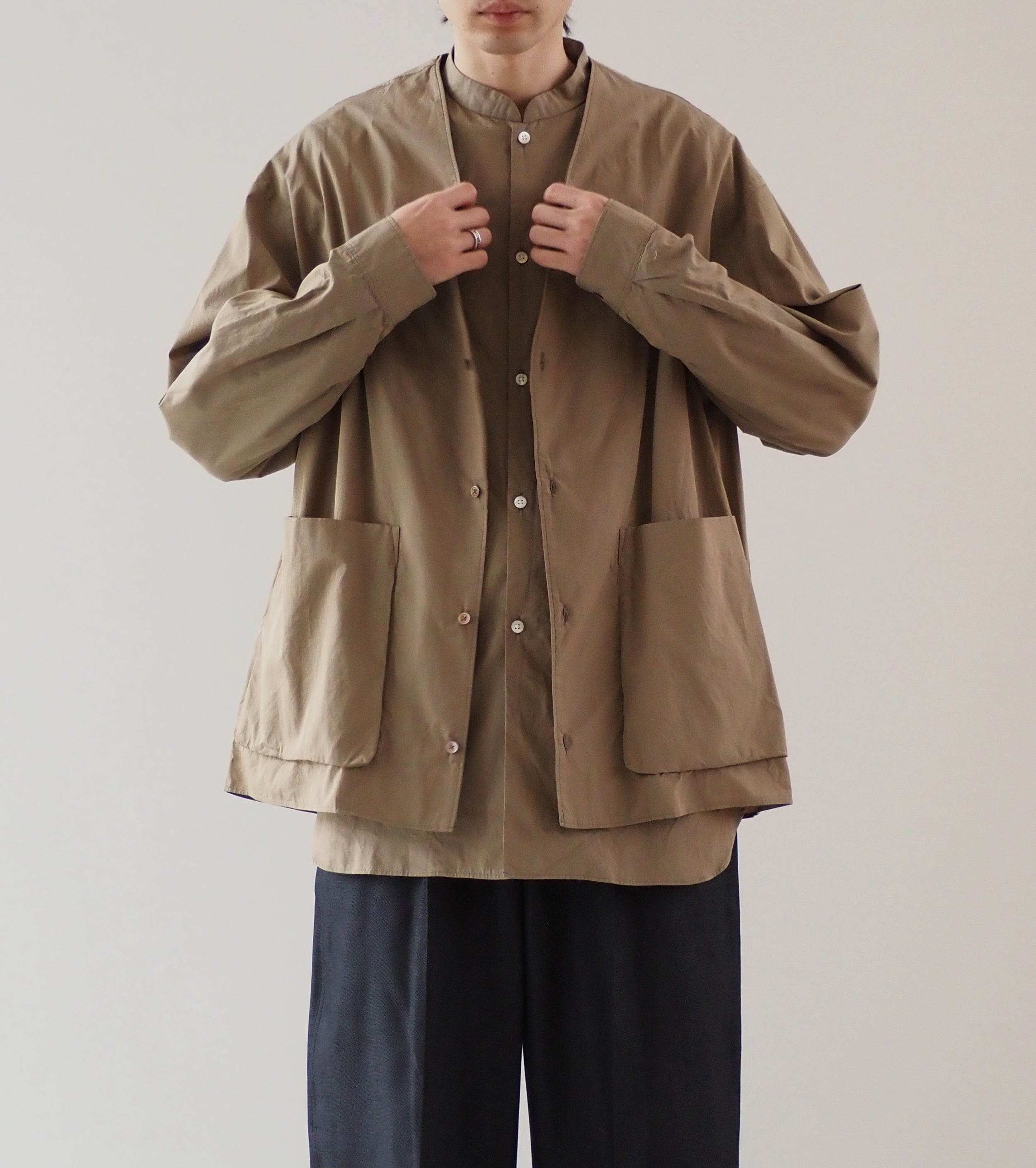 blurhms シャンブレー カーディガン シャツ blurhms シャンブレー カーディガン シャツ, Olive Beige – Navyblue