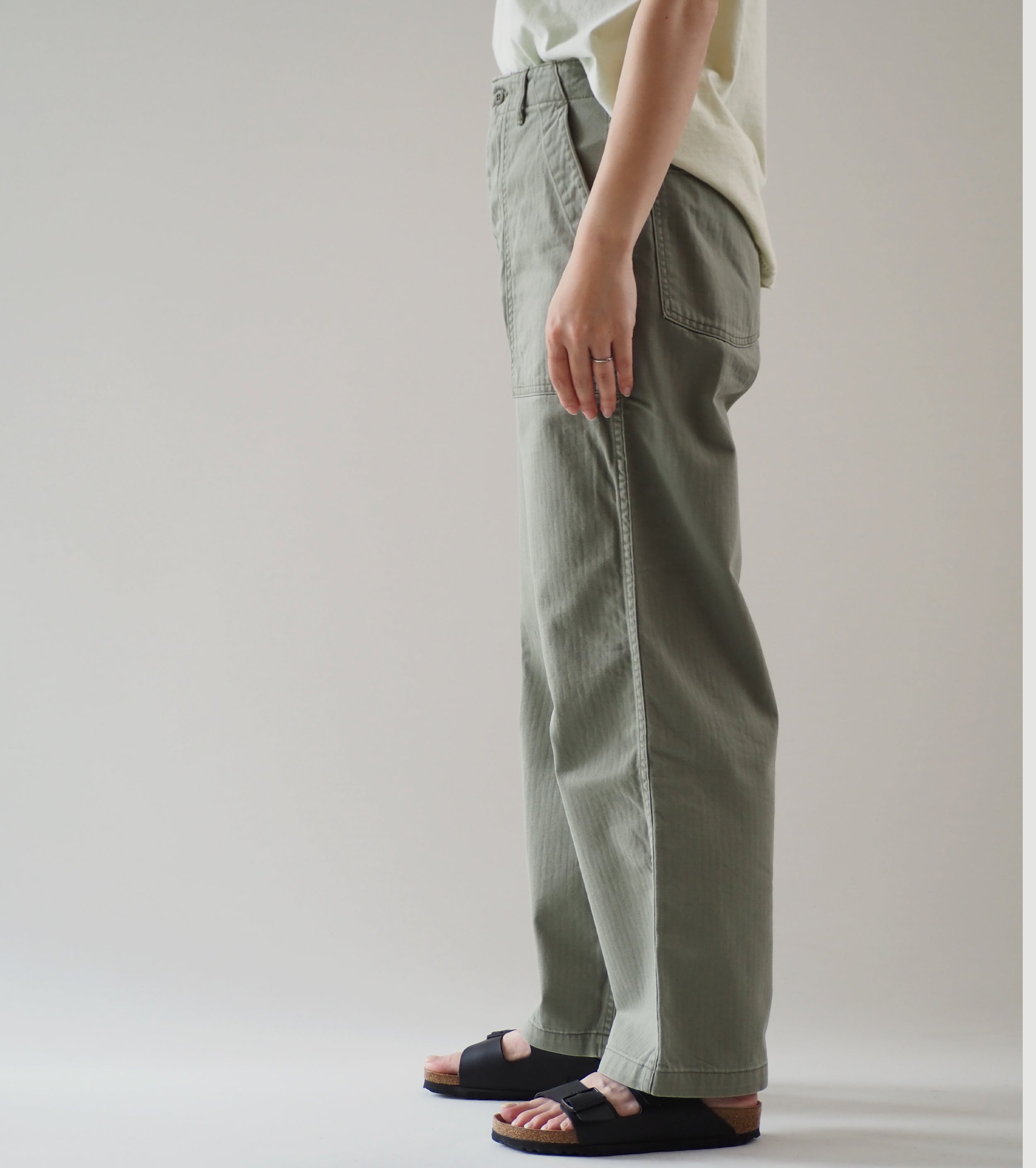 orslow Herringbone summer fatigues  trousers  , Green