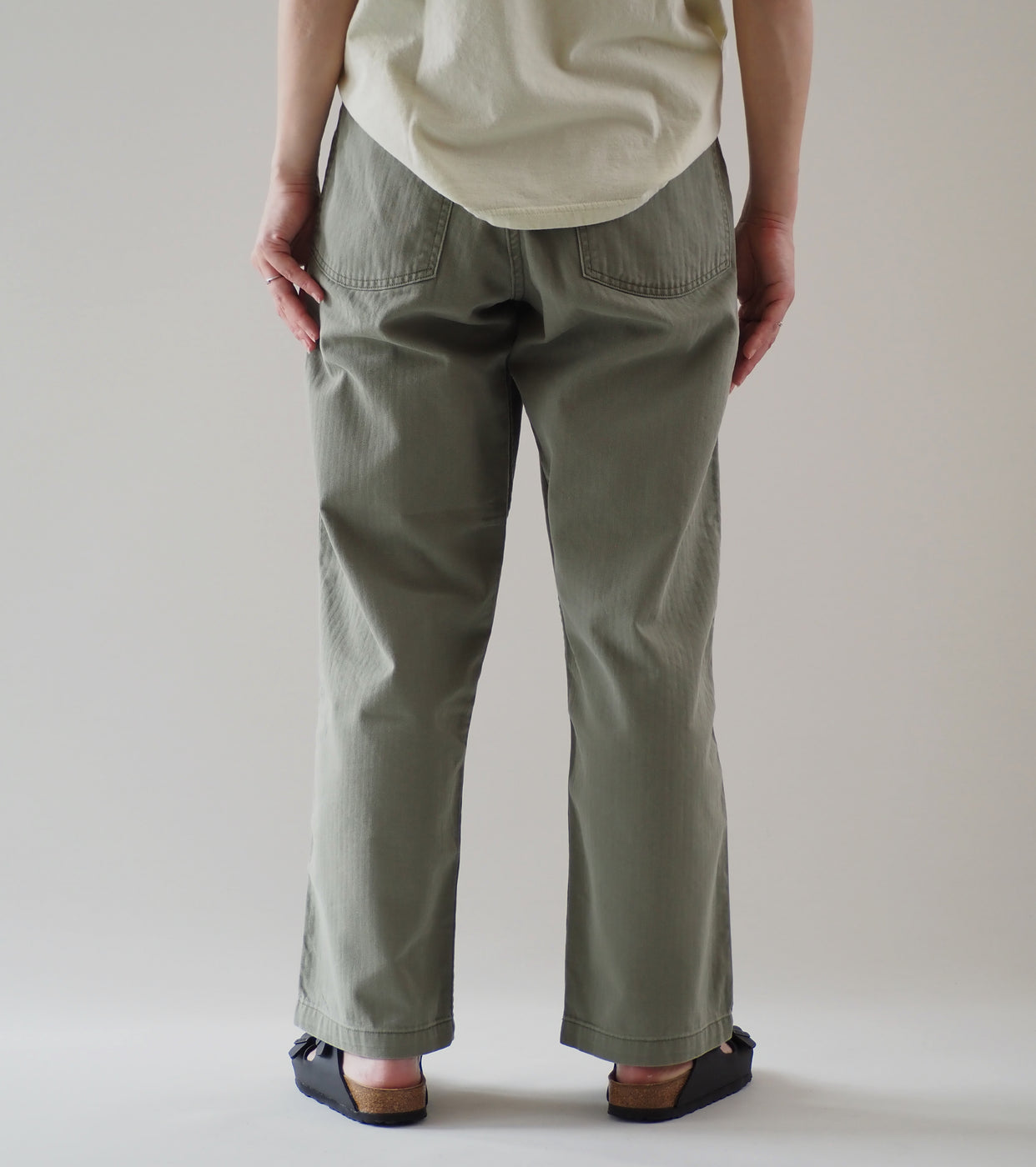orslow Herringbone summer fatigues  trousers  , Green