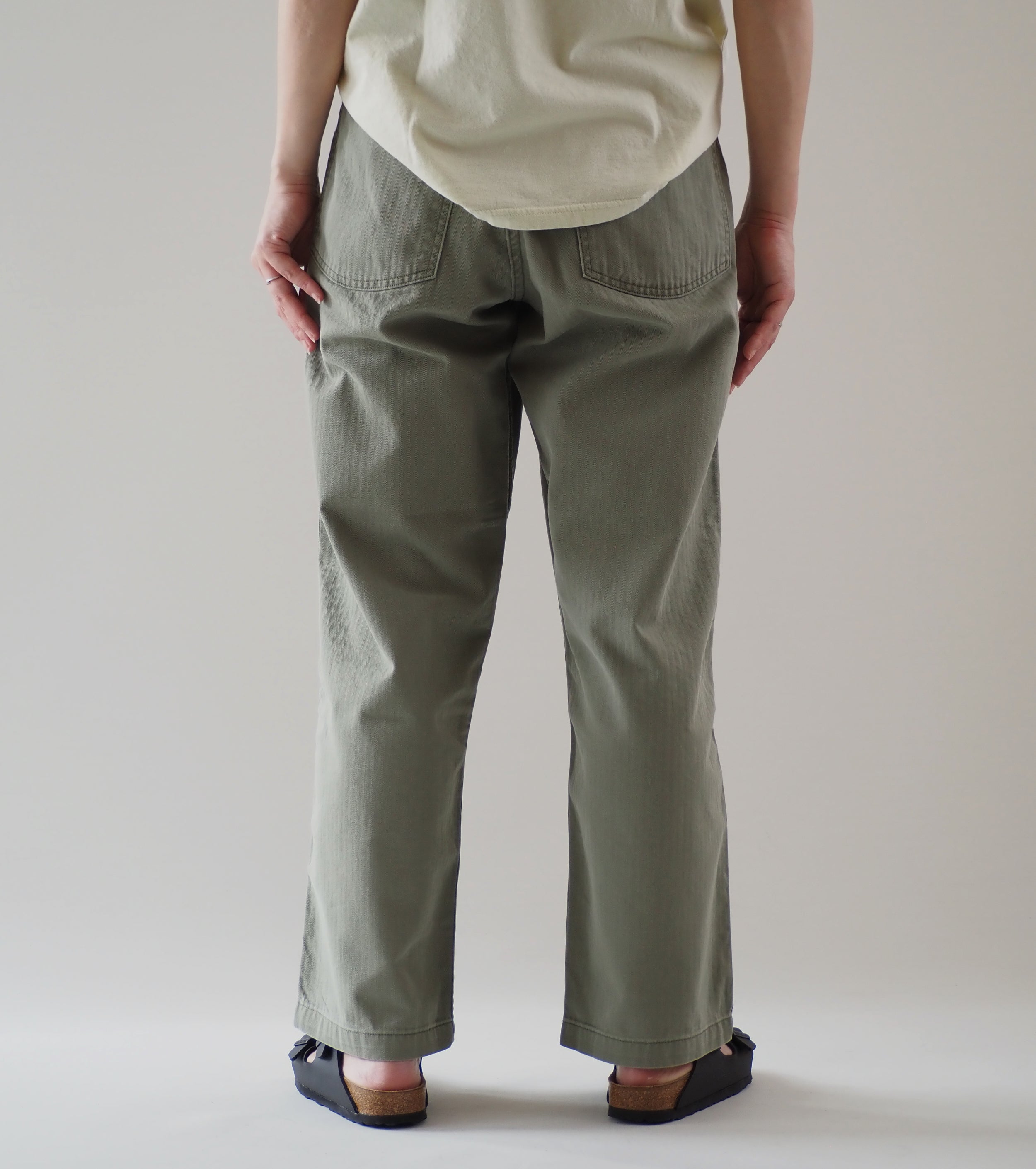 orslow Herringbone summer fatigues  trousers  , Green