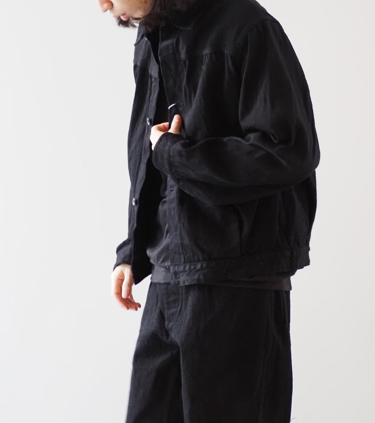 COMOLI DENIM JACKET, Black