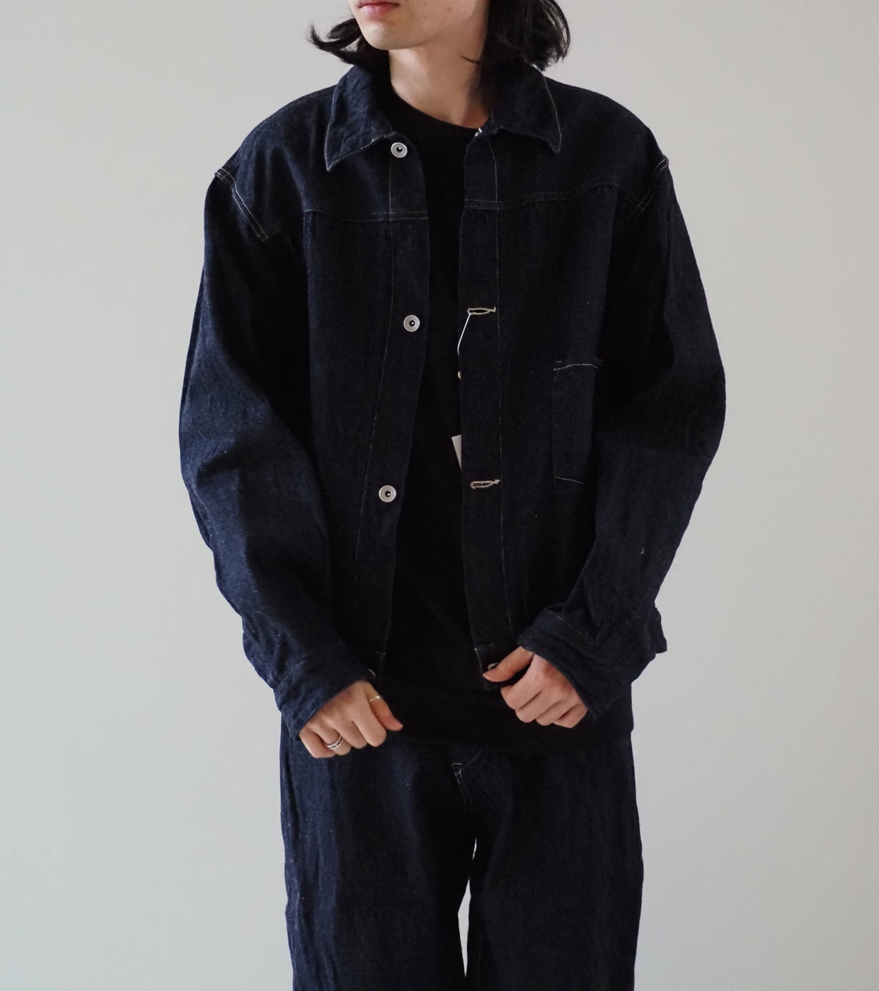 COMOLI DENIM JACKET, Navy