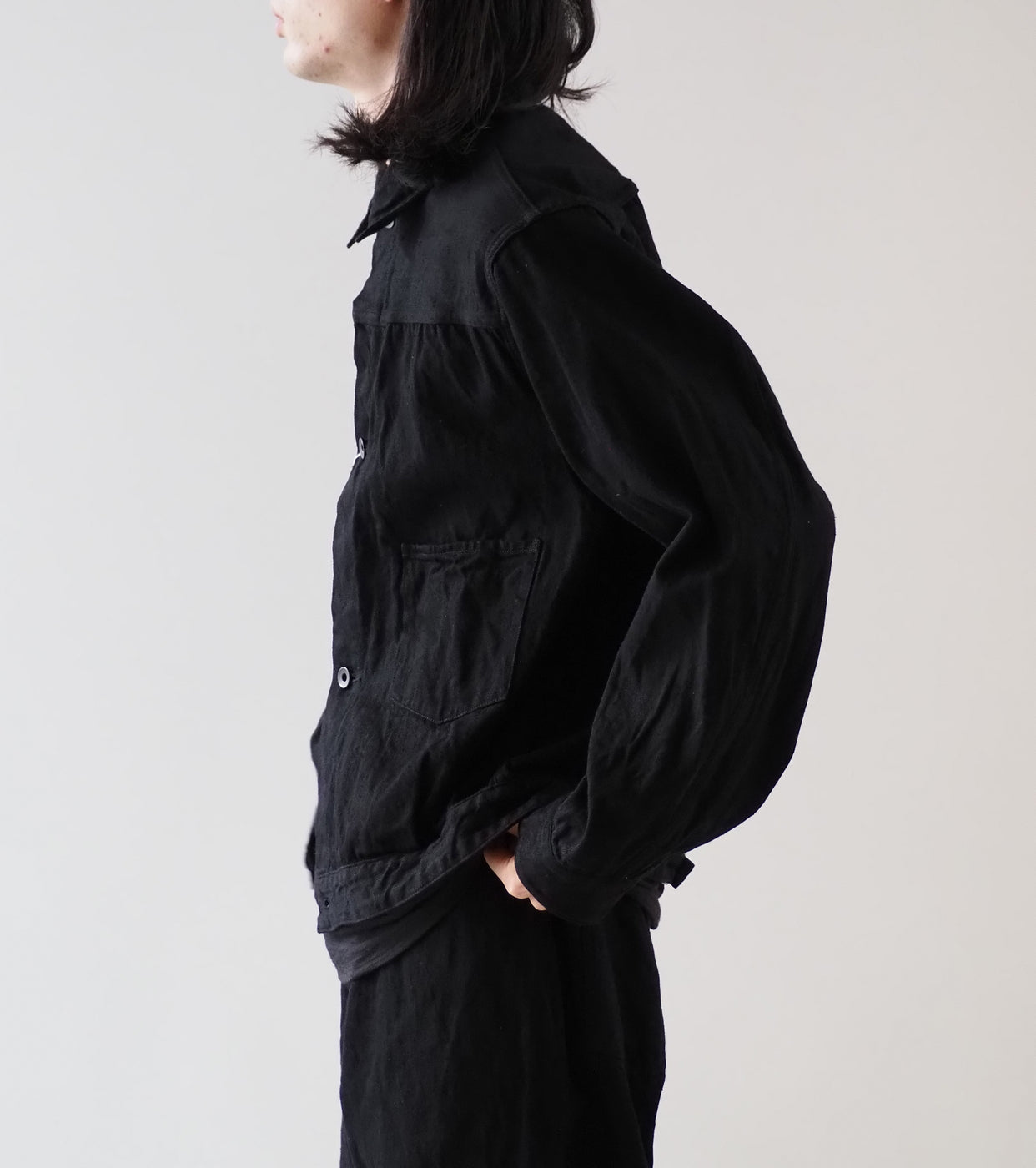 COMOLI DENIM JACKET, Black