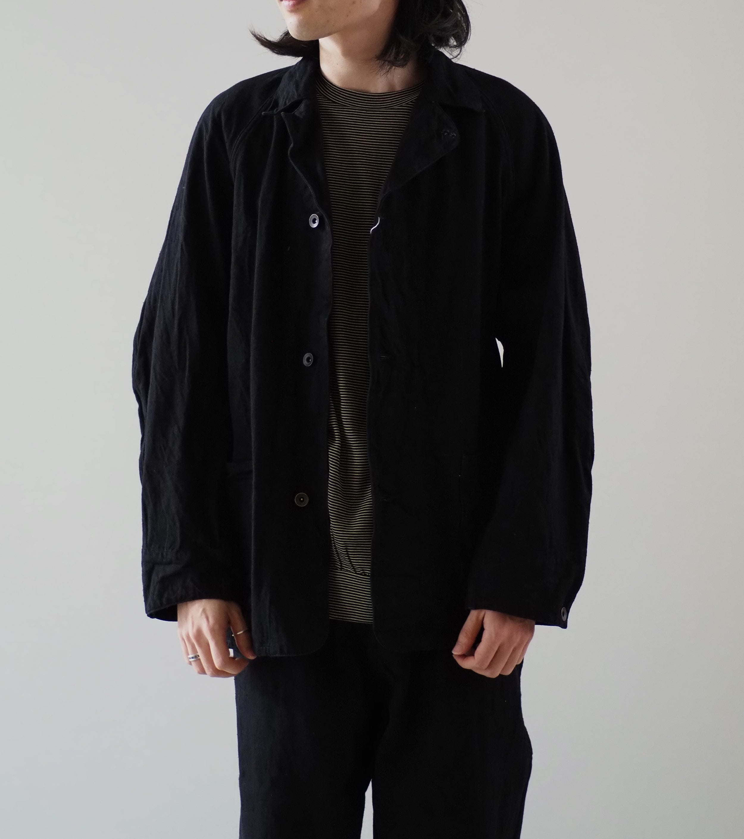 COMOLI デニム ワーク ジャケット,Black – Navyblue