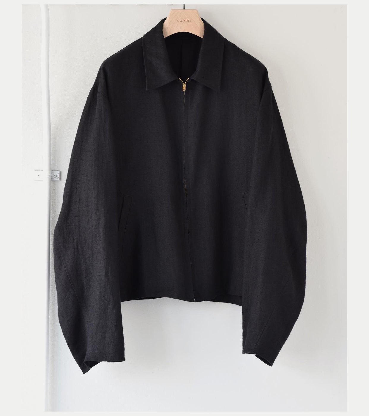COMOLI Canapa Zip Short Jacket, Black