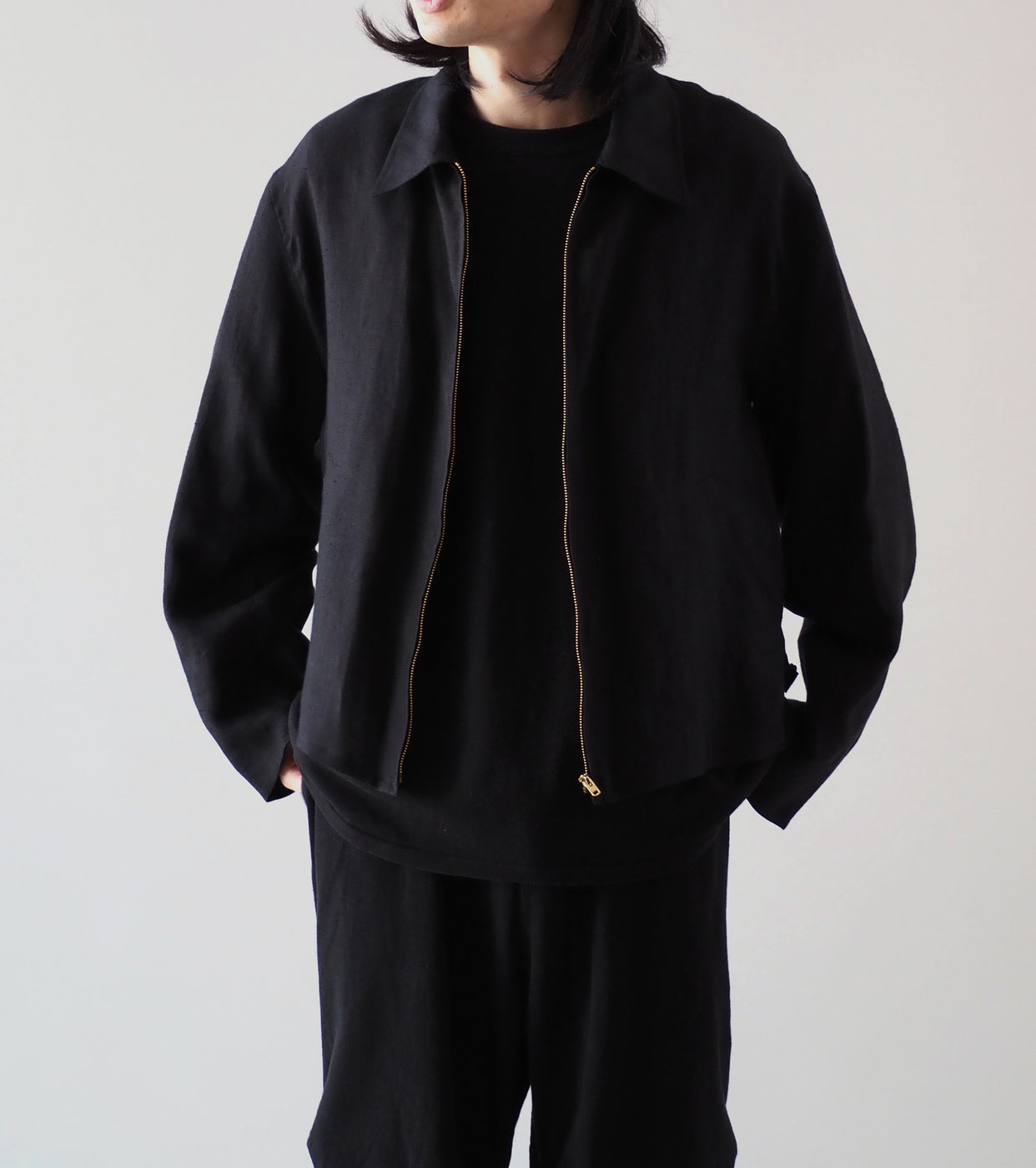 COMOLI Canapa Zip Short Jacket, Black