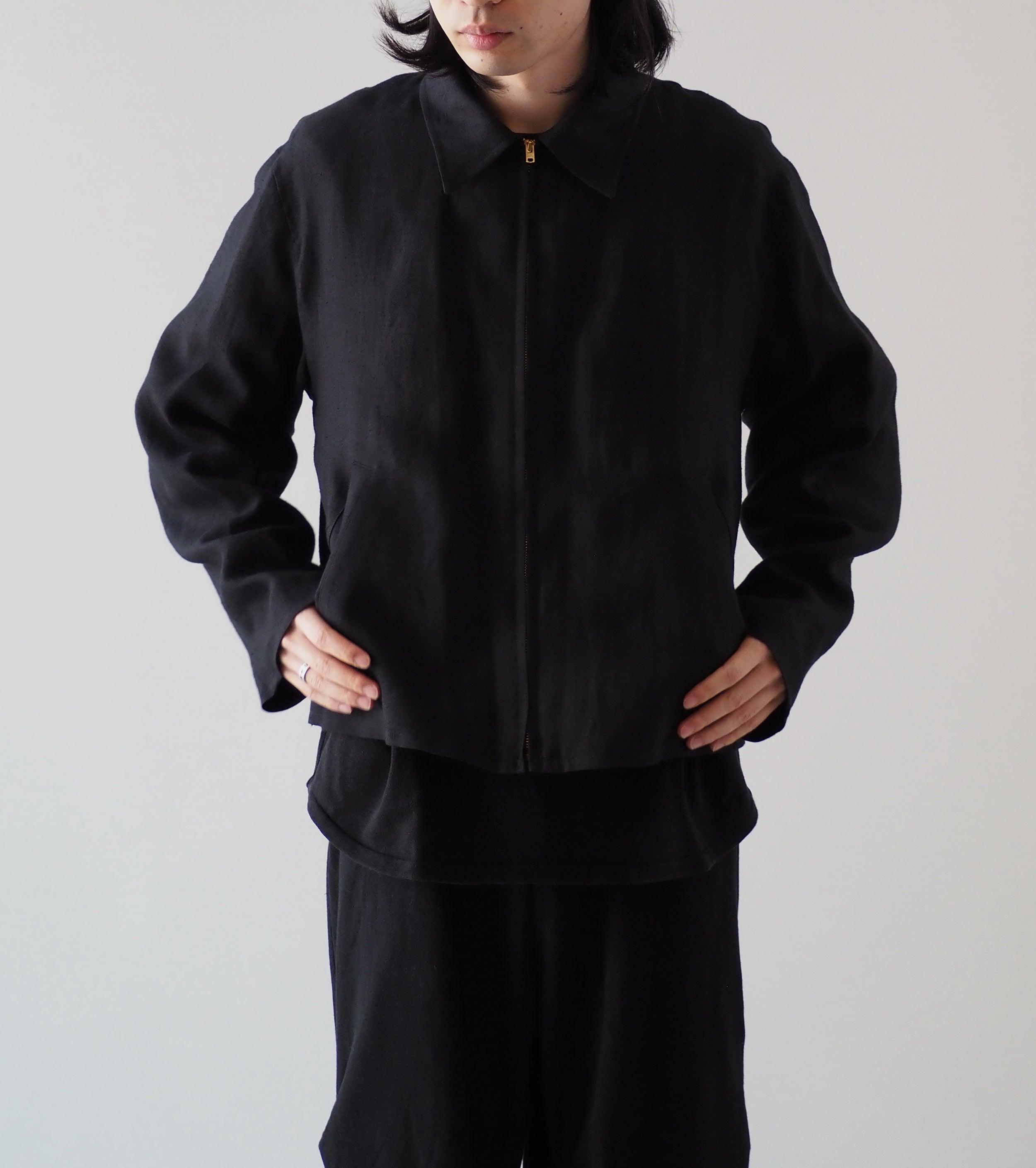 COMOLI Canapa Zip Short Jacket, Black