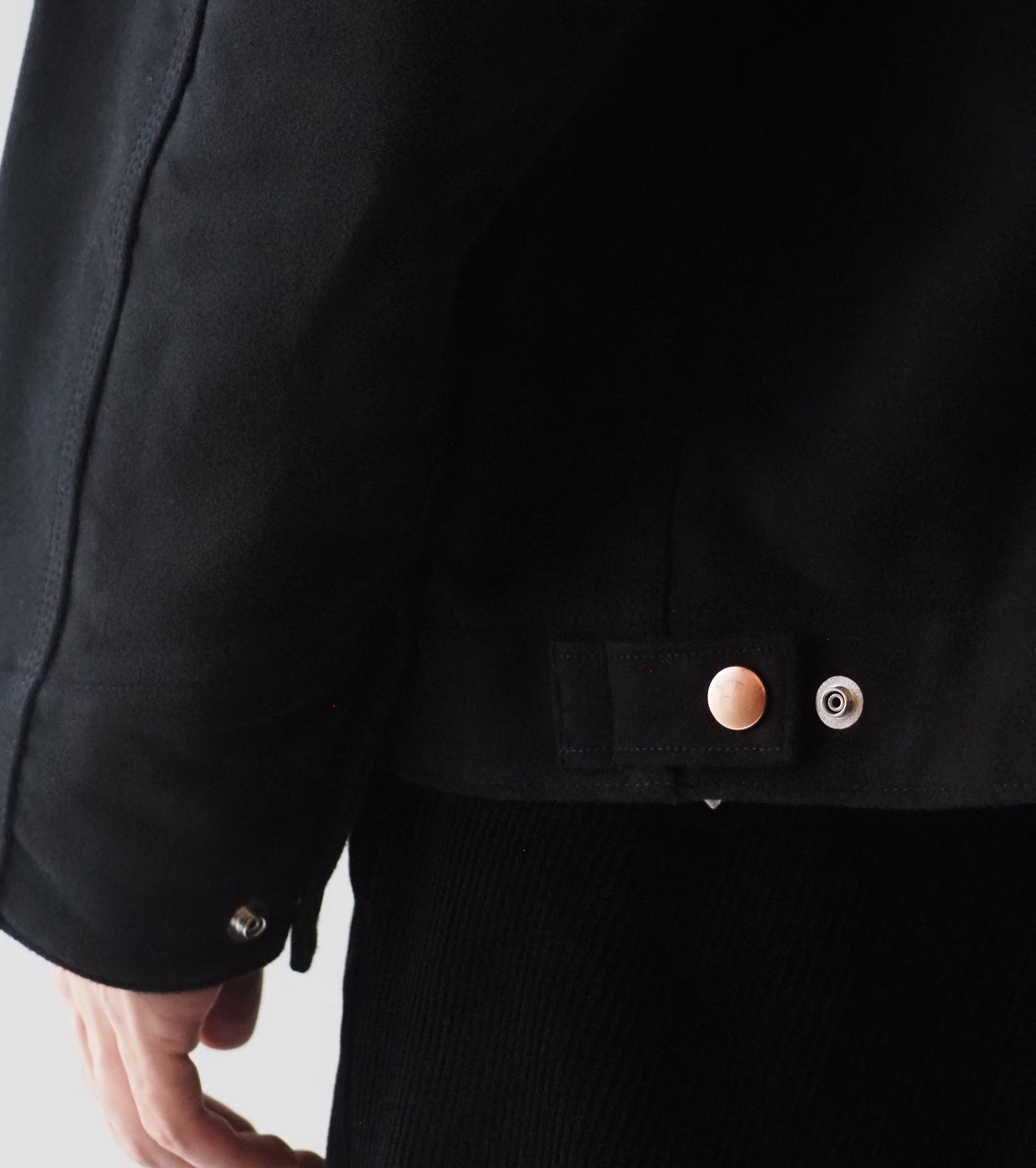 COMOLI Mole Skin Zip Short Jacket , Black