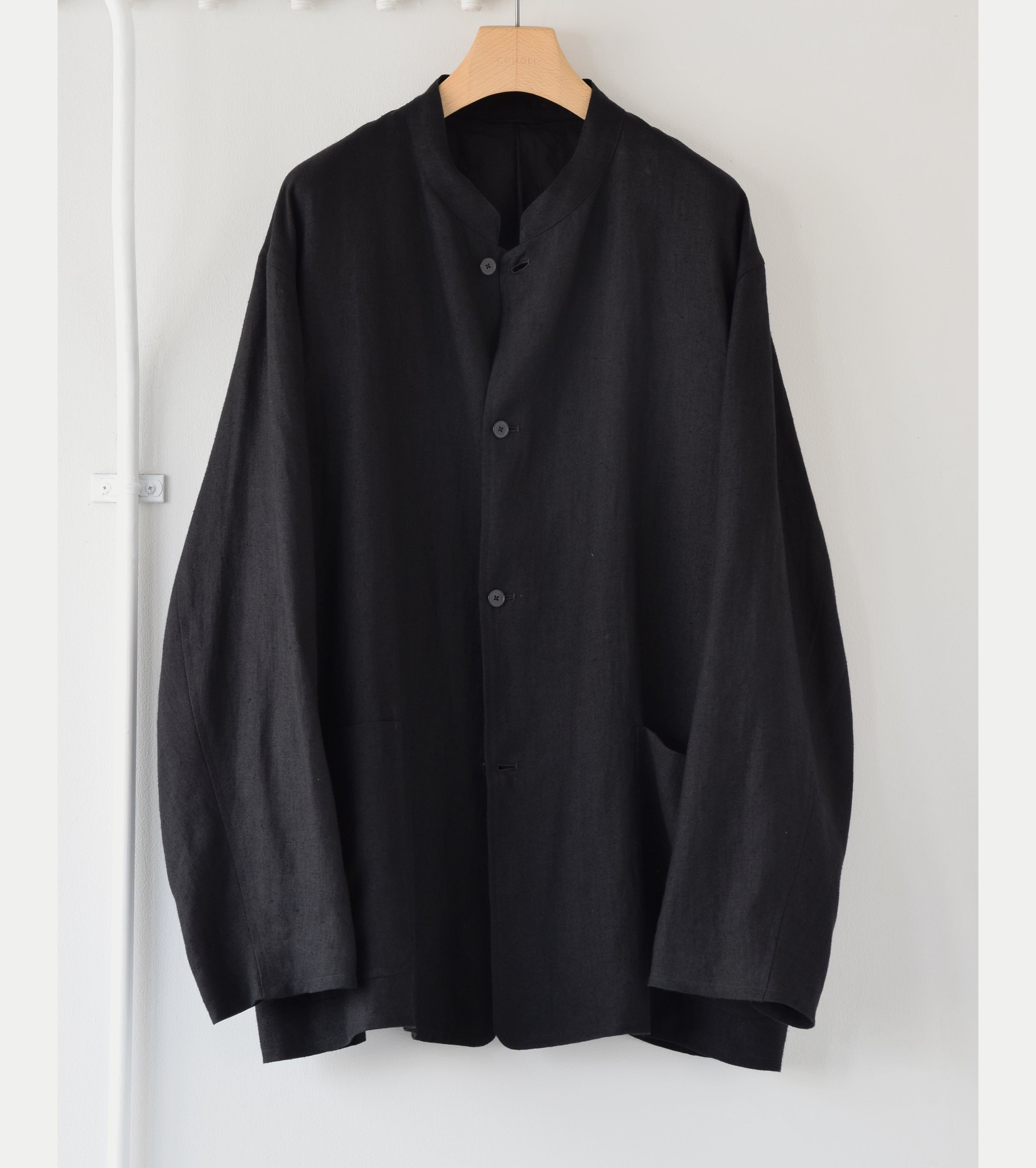 COMOLI Canapa Stand collar jacket , Black