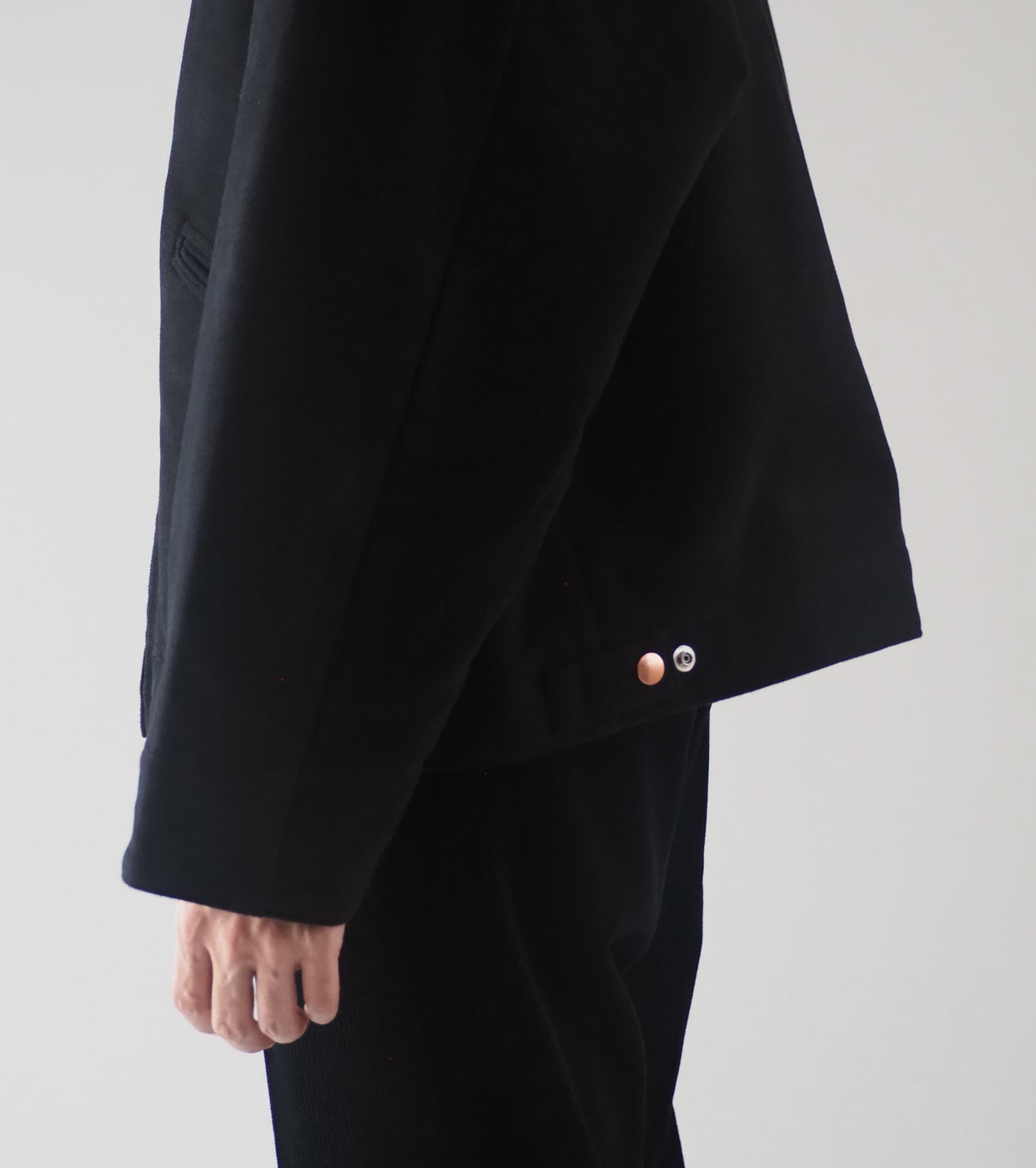 COMOLI Mole Skin Zip Short Jacket , Black