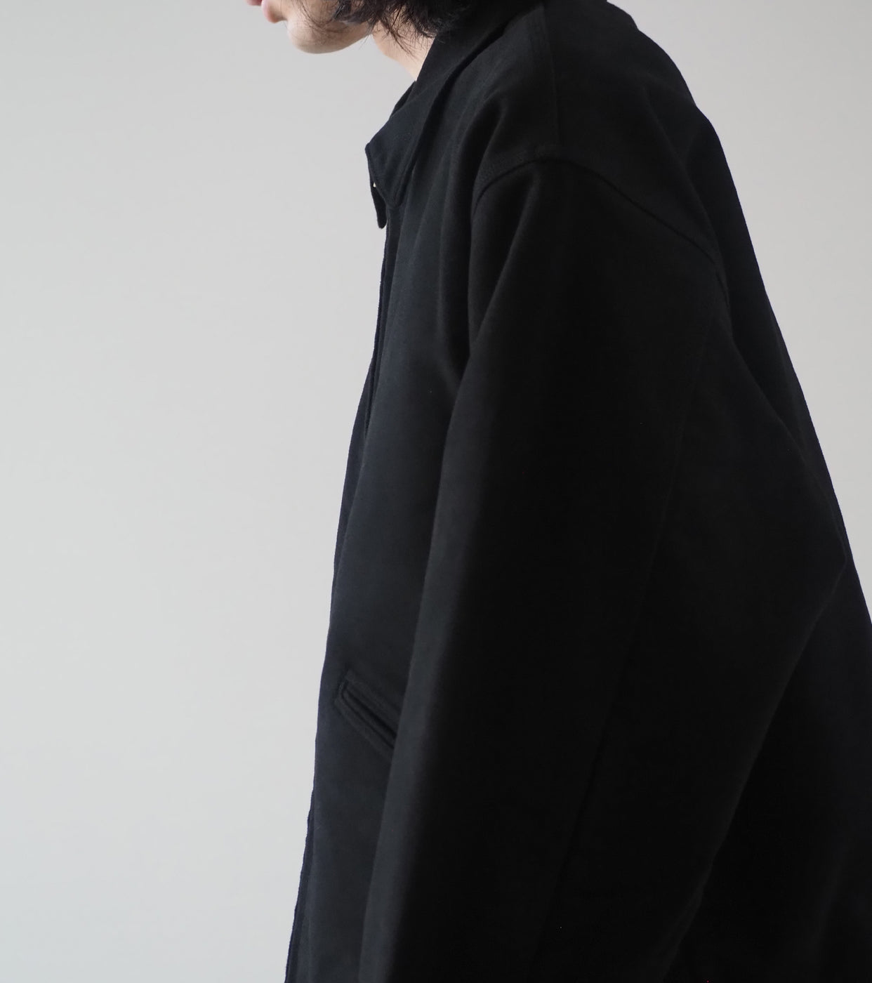 COMOLI Mole Skin Zip Short Jacket , Black