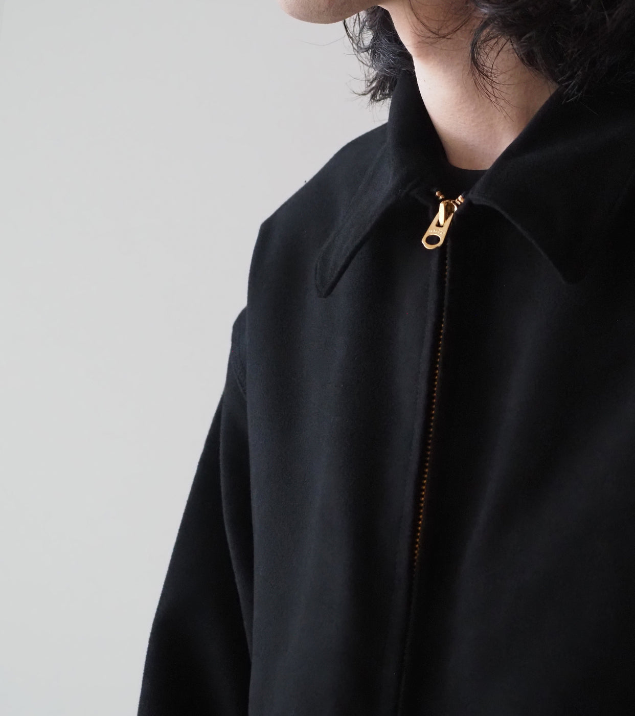 COMOLI Mole Skin Zip Short Jacket , Black