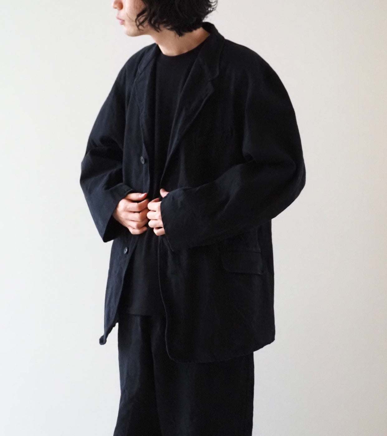 COMOLI Black Drill Jacket, Black