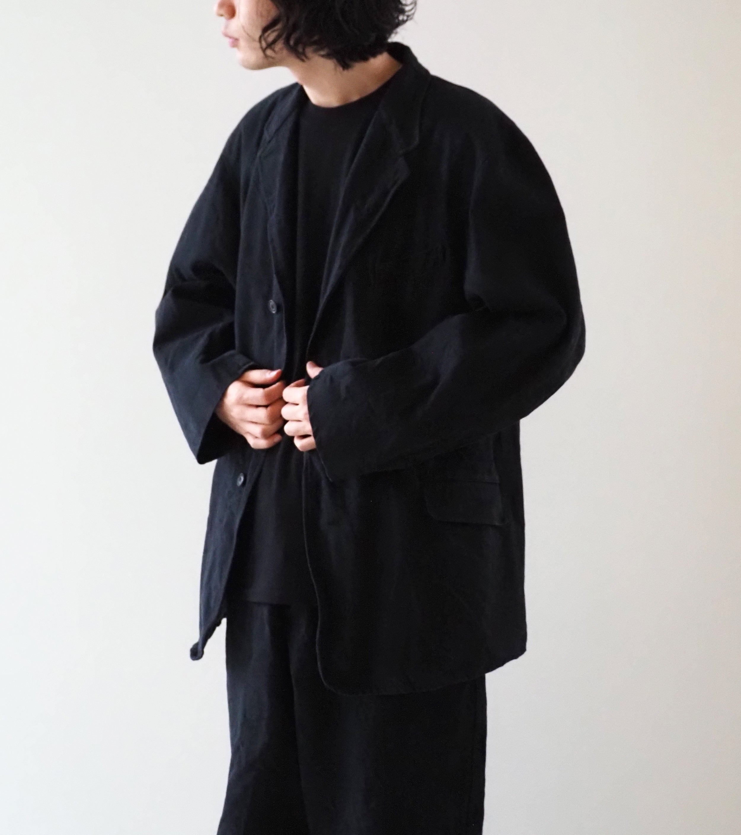 COMOLI Black Drill Jacket, Black