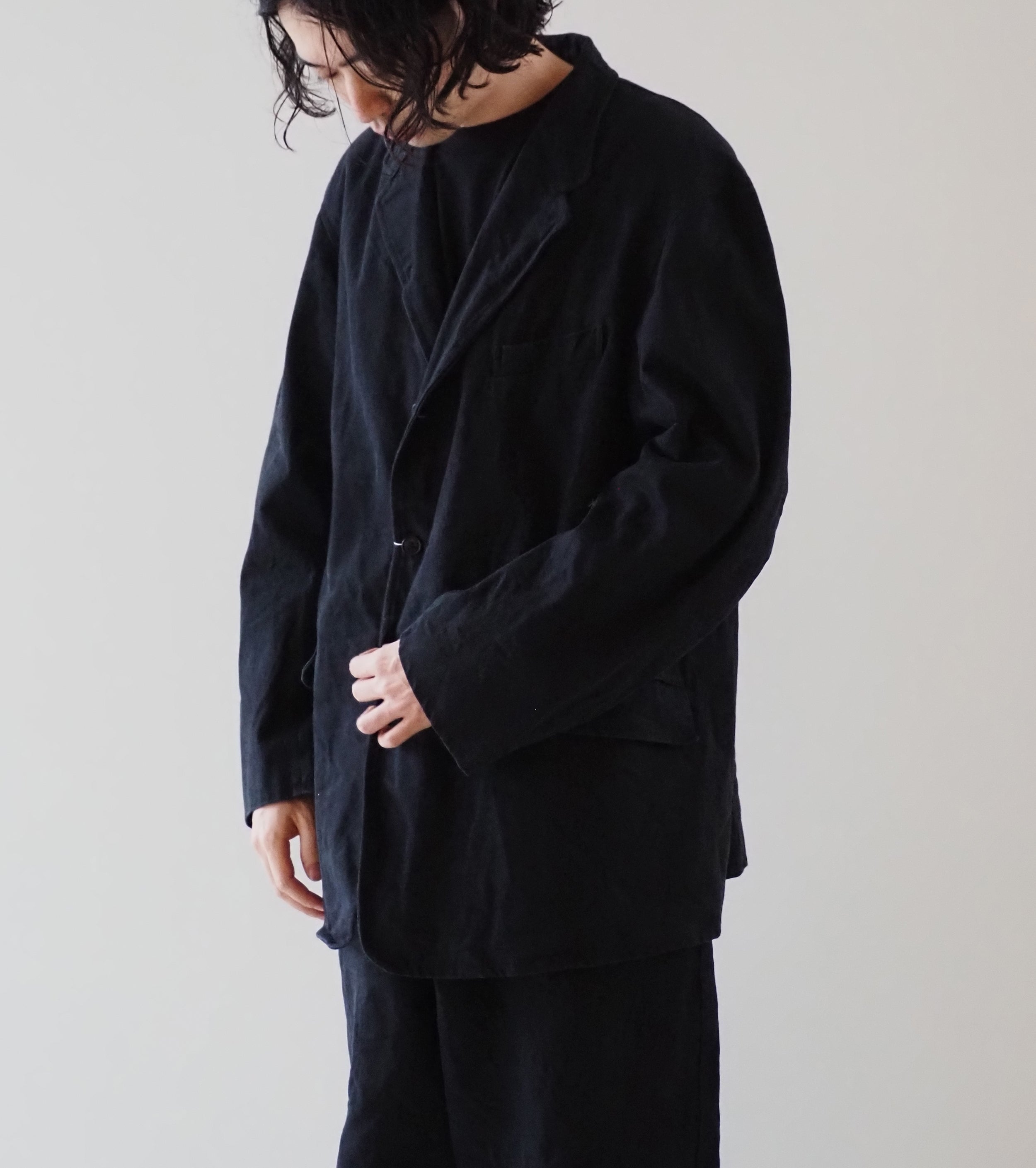 COMOLI Black Drill Jacket, Black