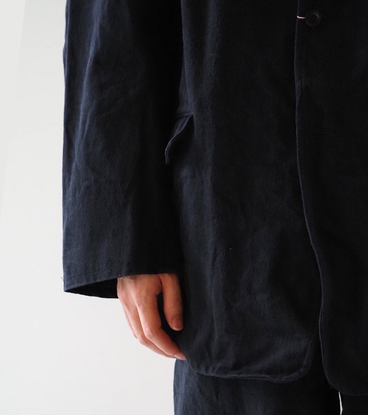 COMOLI Black Drill Jacket, Black