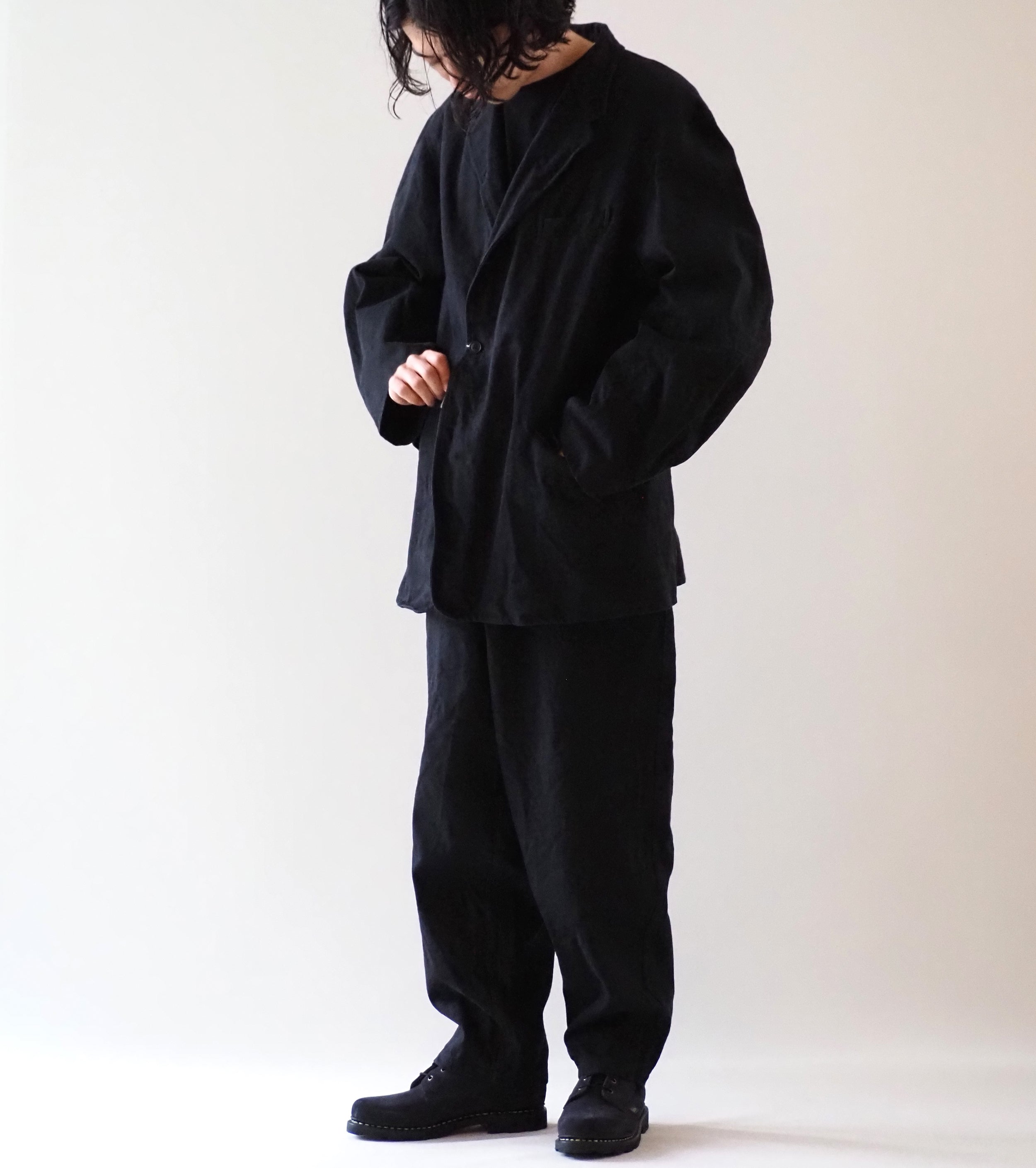 COMOLI Black Drill Tapered Pants , Black