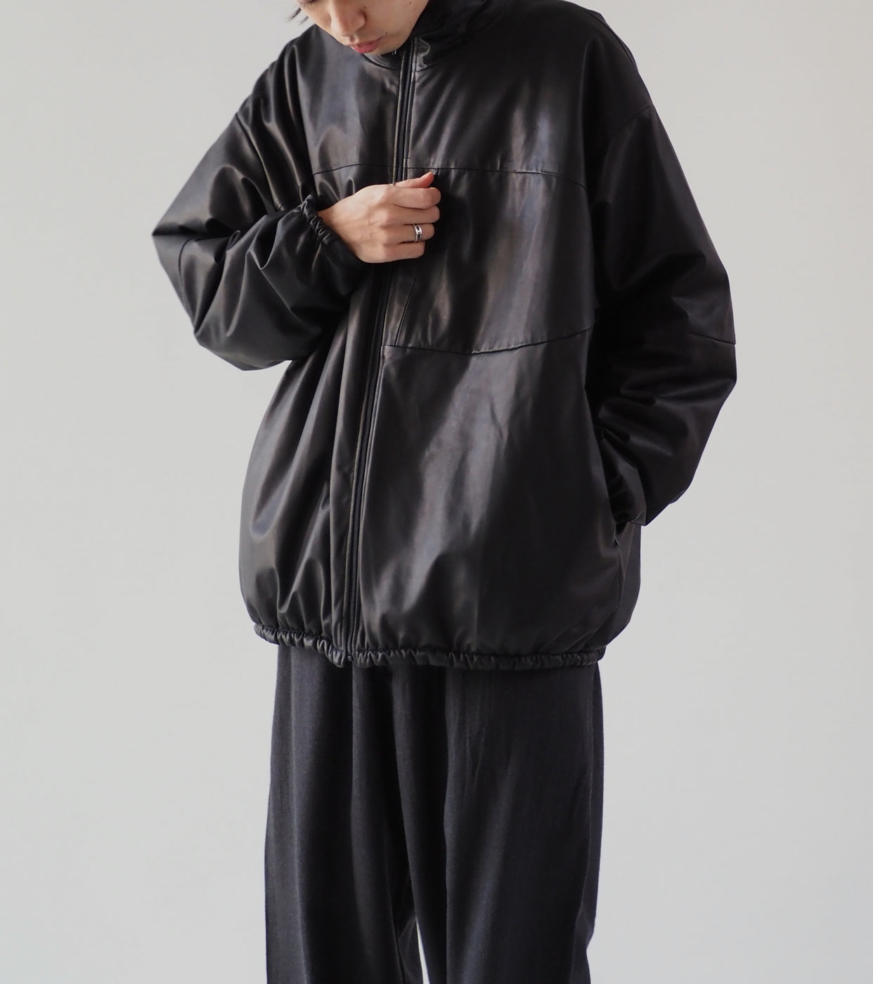 COMOLI Sheepskin Puff Jacket , Black