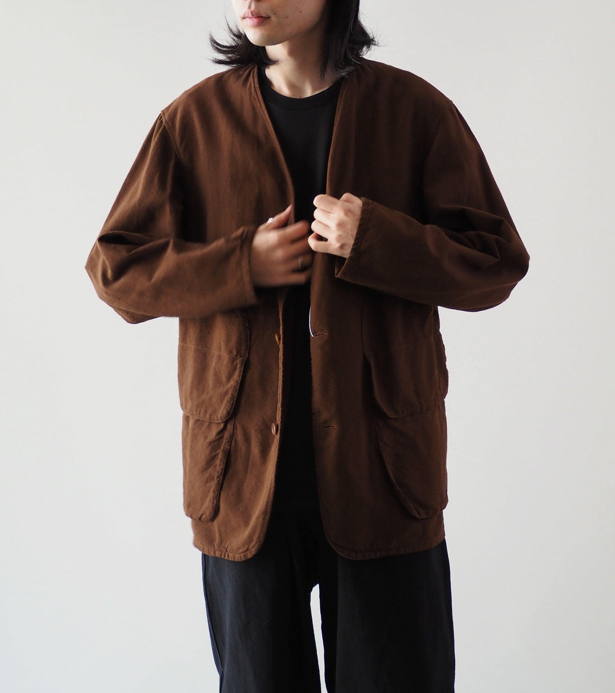 COMOLI コットン ダックス  ハンティング ジャケット, Brown