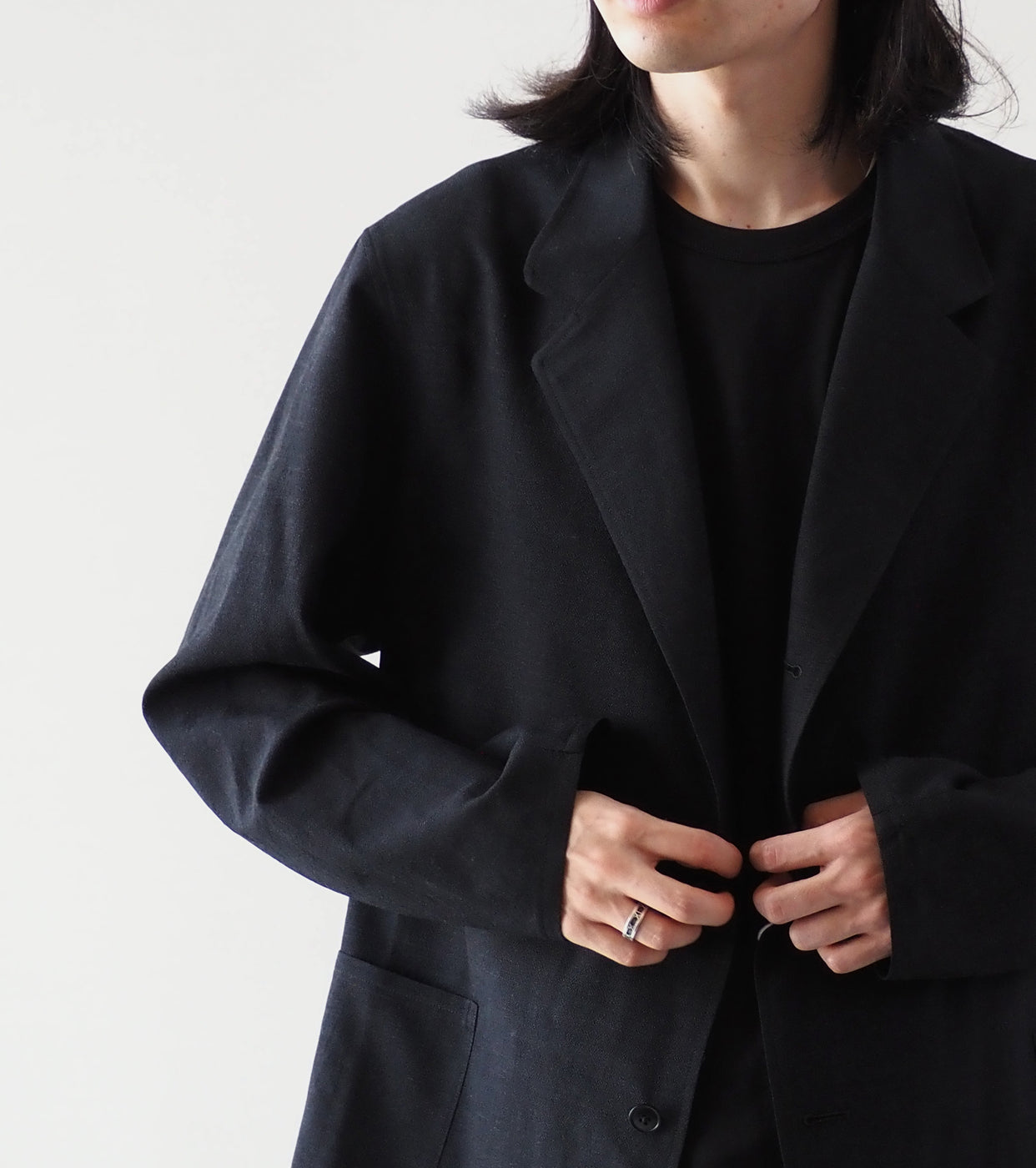 COMOLI Wool Jacket, ,Charcoal