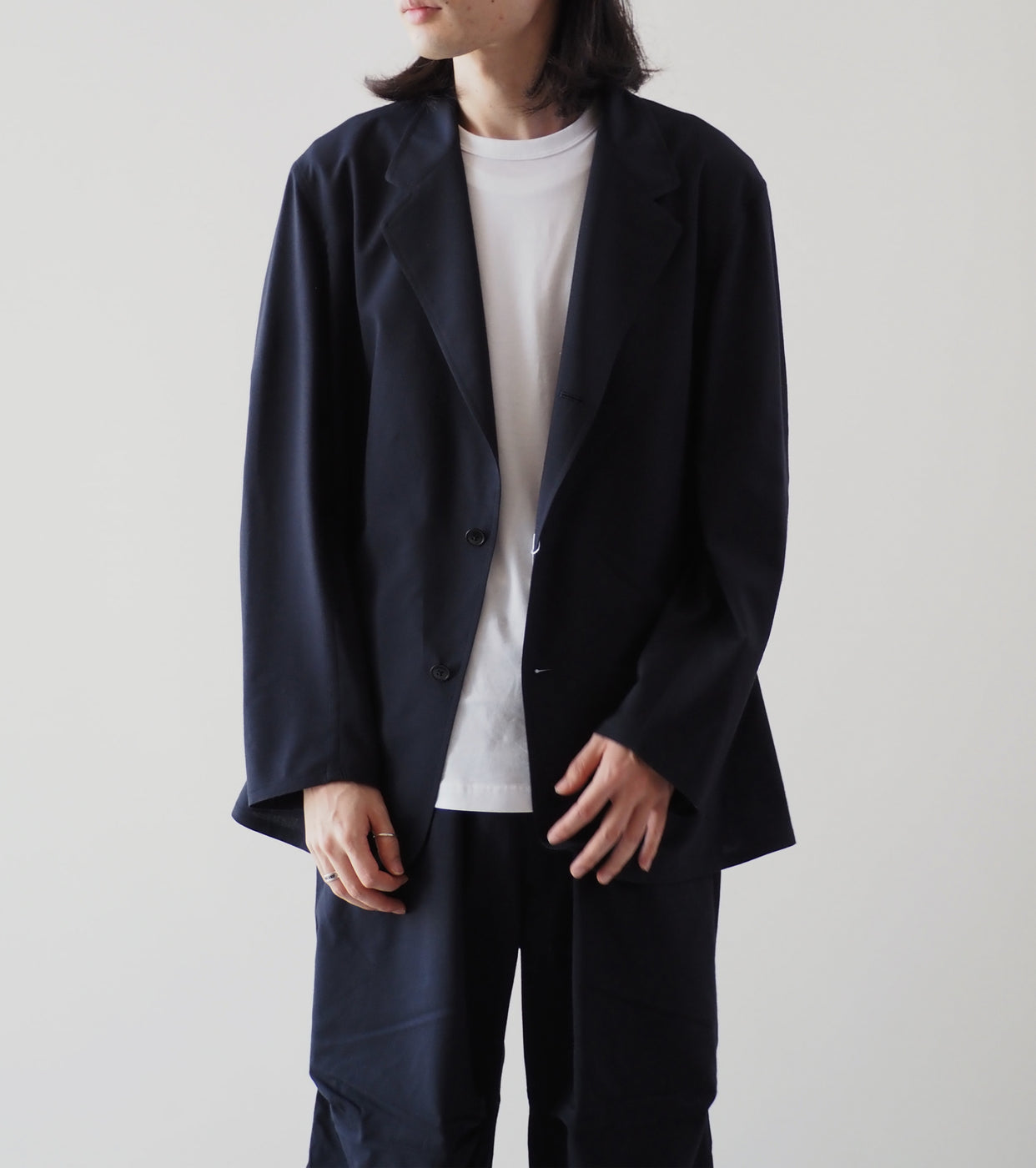 COMOLI Wool Jacket, ,Navy