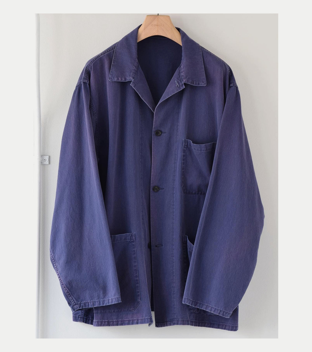 COMOLI Cotton Drill Work Jacket, Fade Blue