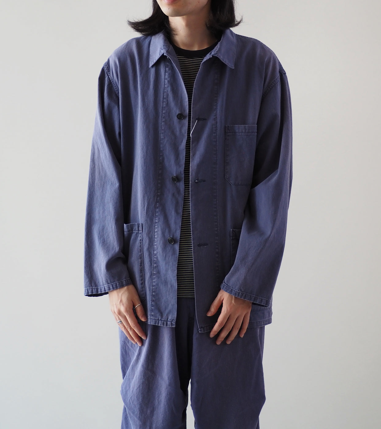 COMOLI Cotton Drill Work Jacket, Fade Blue