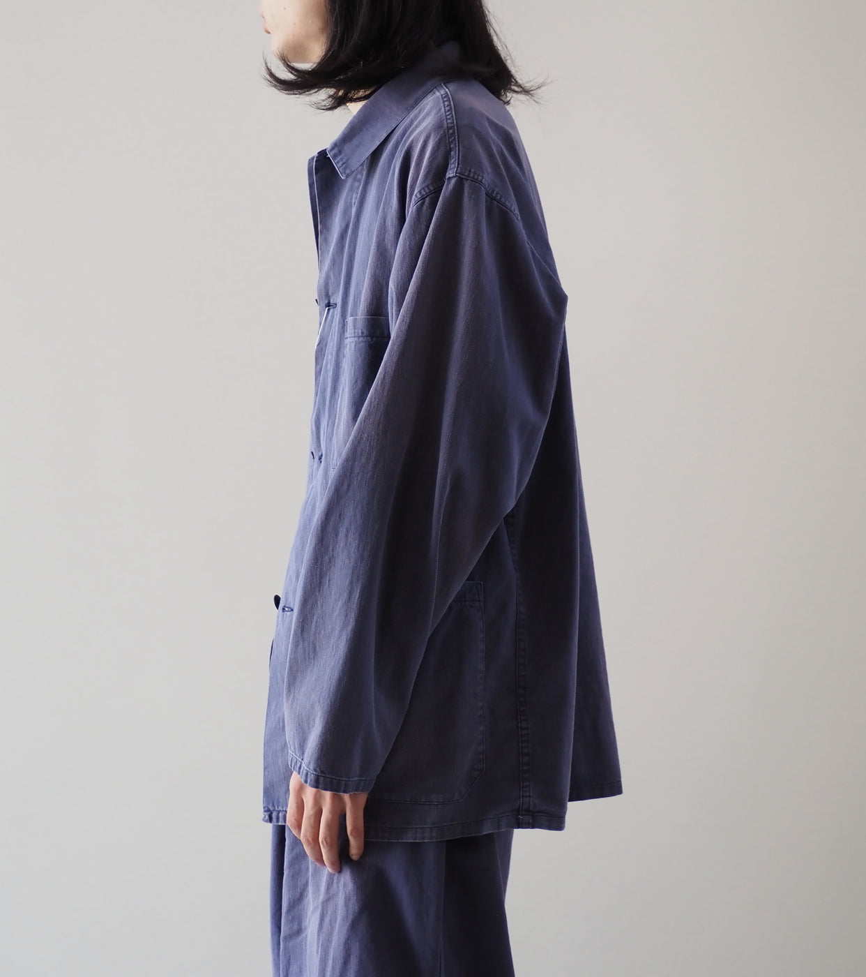 COMOLI Cotton Drill Work Jacket, Fade Blue