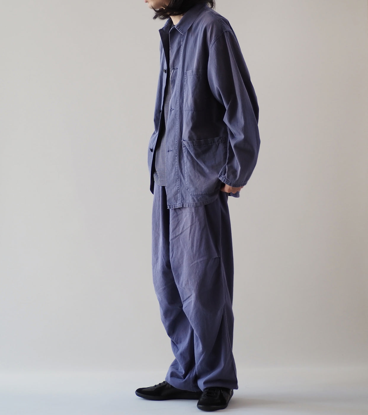 COMOLI Cotton Drill Work Jacket, Fade Blue