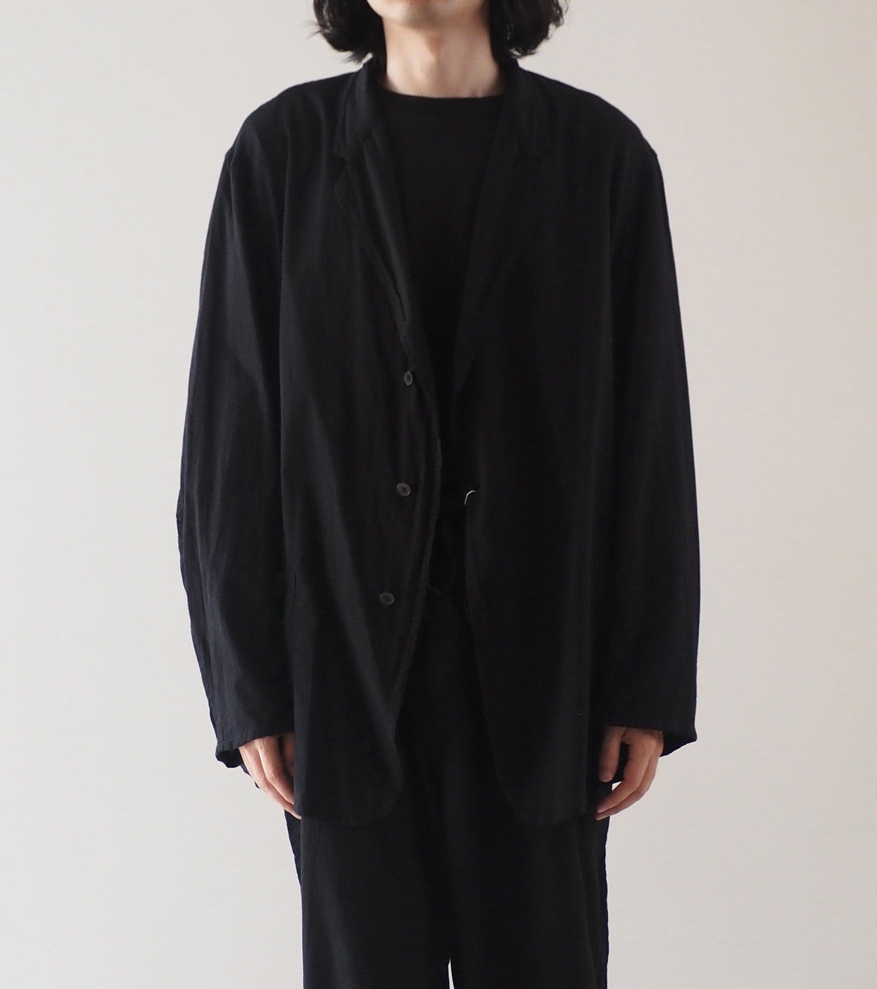 COMOLI KHADI Cotton Jacket , Black